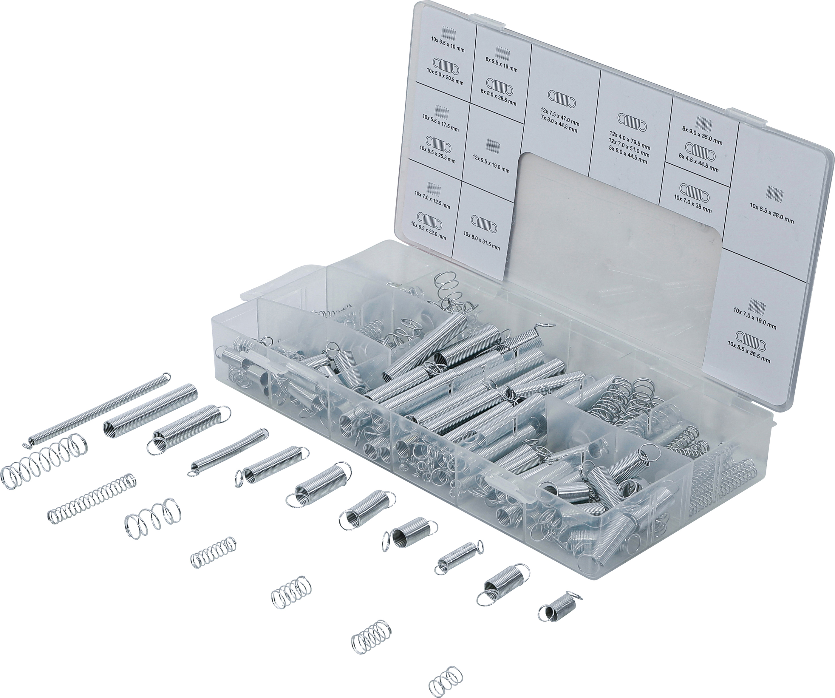 BGS 8047 Federn-Sortiment | Zug- und Druckfedern | 200-tlg.