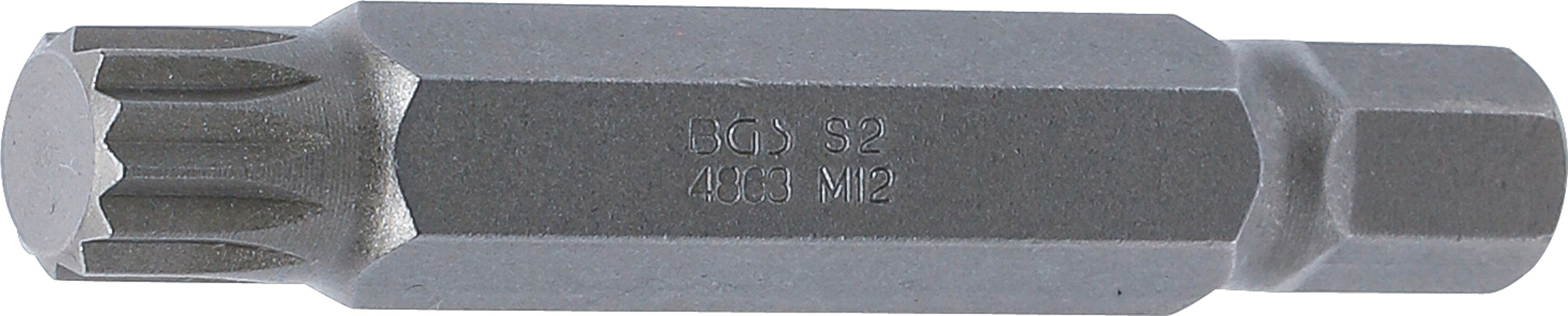 BGS 4863 Bit | Länge 75 mm | Antrieb Außensechskant 10 mm (3/8") | Innenvielzahn (für XZN) M12