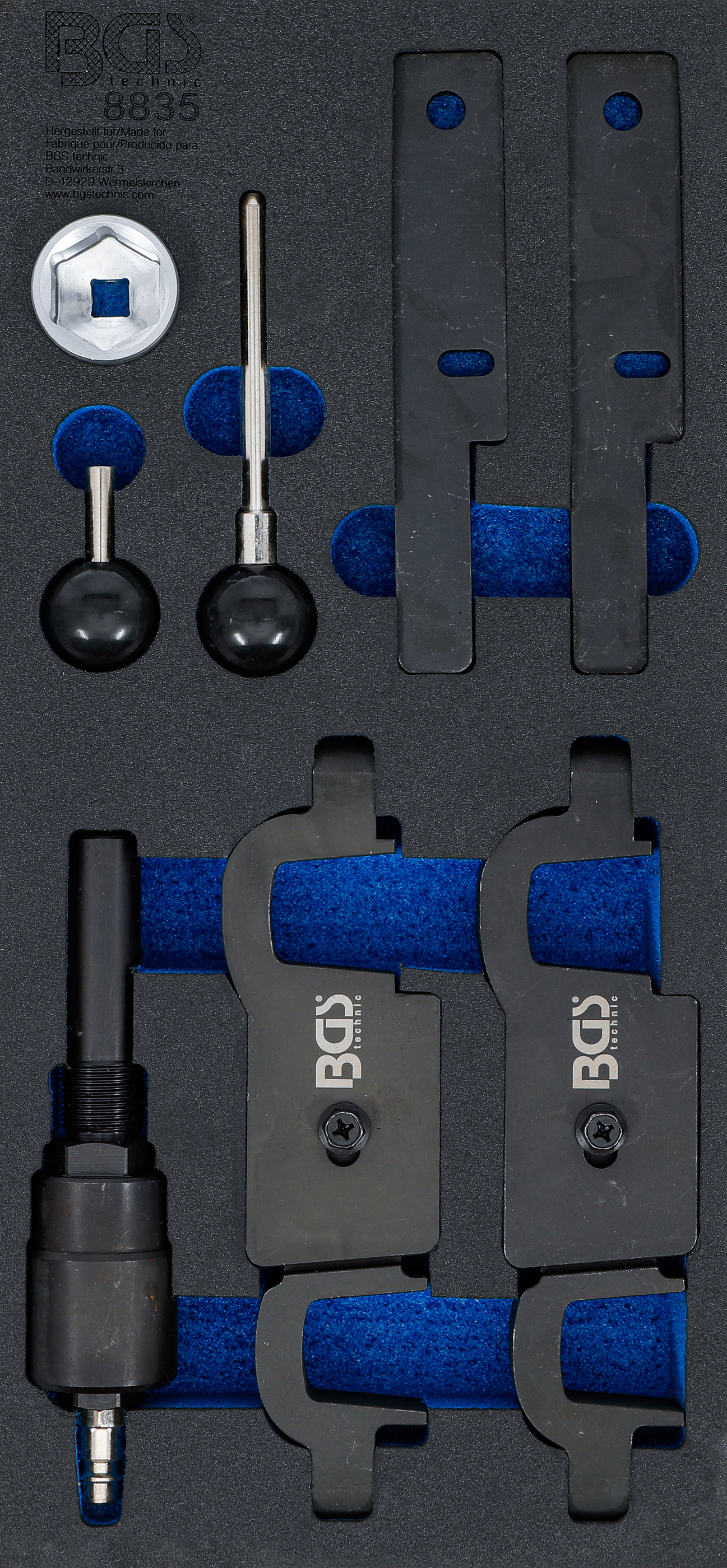 BGS 8835 Werkstattwageneinlage 1/3: Motoreinstellwerkzeuge | für Porsche Panamera, Cayenne V8 | 8-tlg.