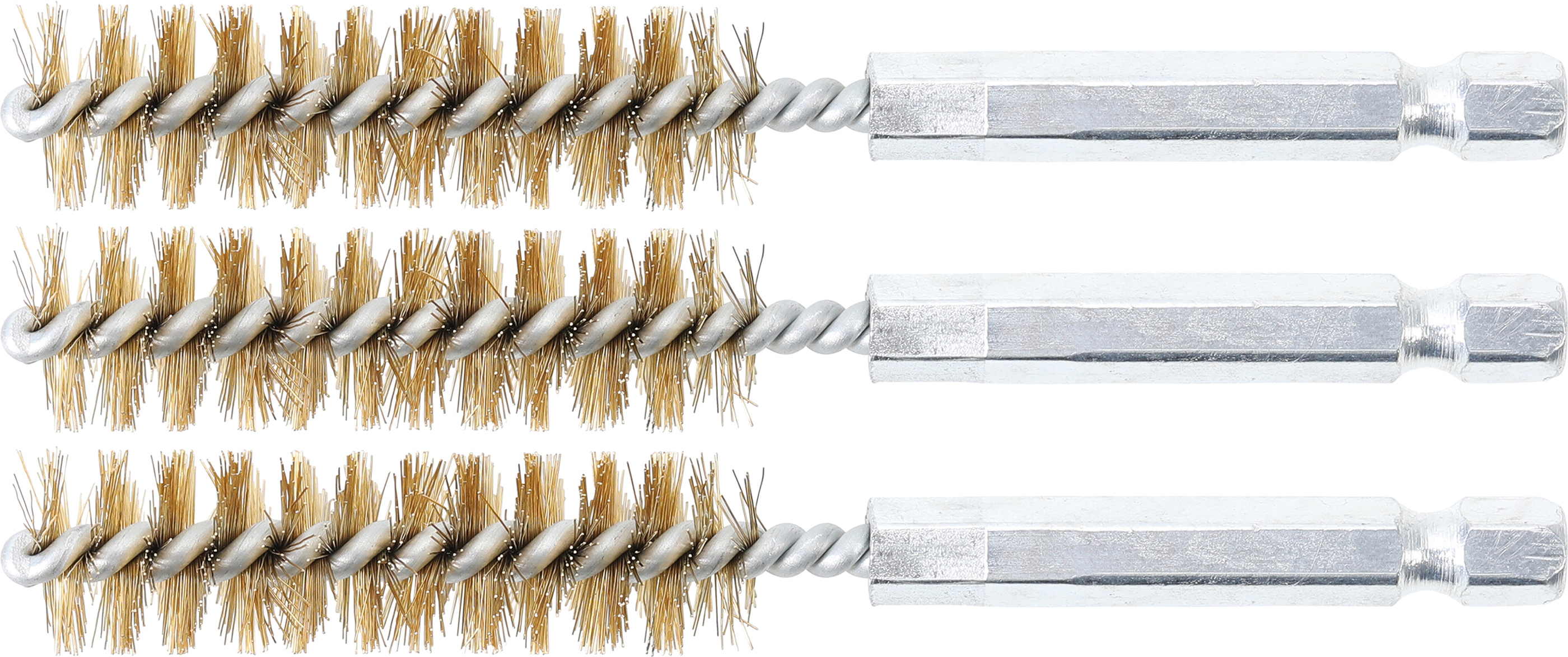 BGS 3078-13-M Messingbürste | 13 mm | Antrieb Außensechskant 6,3 mm (1/4") | 3-tlg.