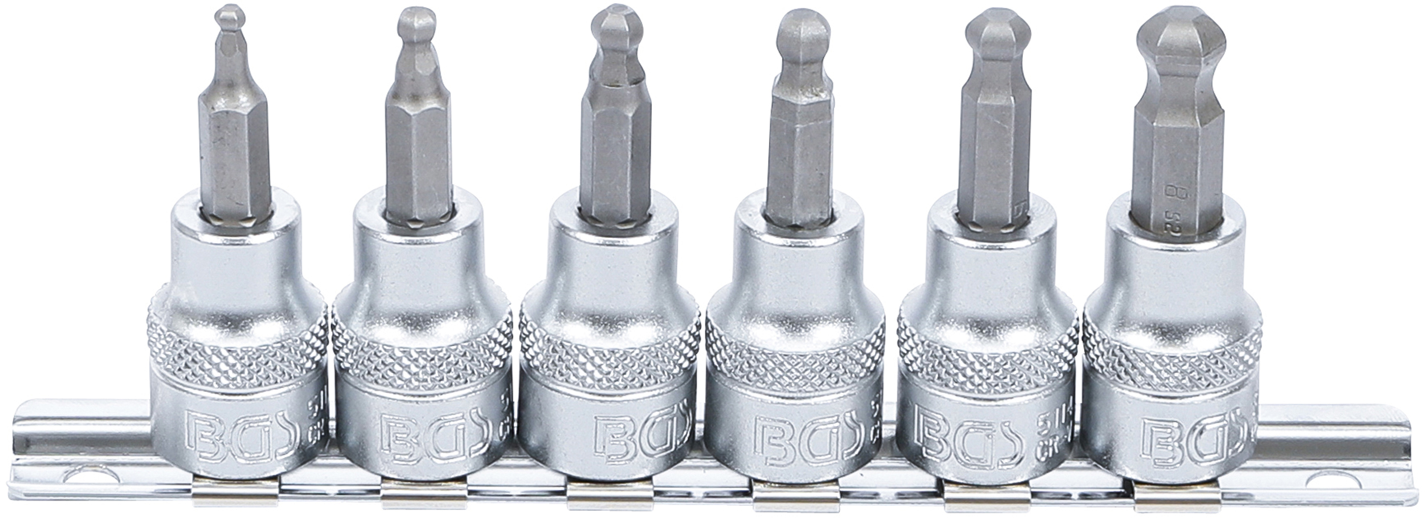 BGS 5109 Bit-Einsatz-Satz | Antrieb Innenvierkant 10 mm (3/8") | Innensechskant mit Kugelkopf 3 - 8 mm | 6-tlg.