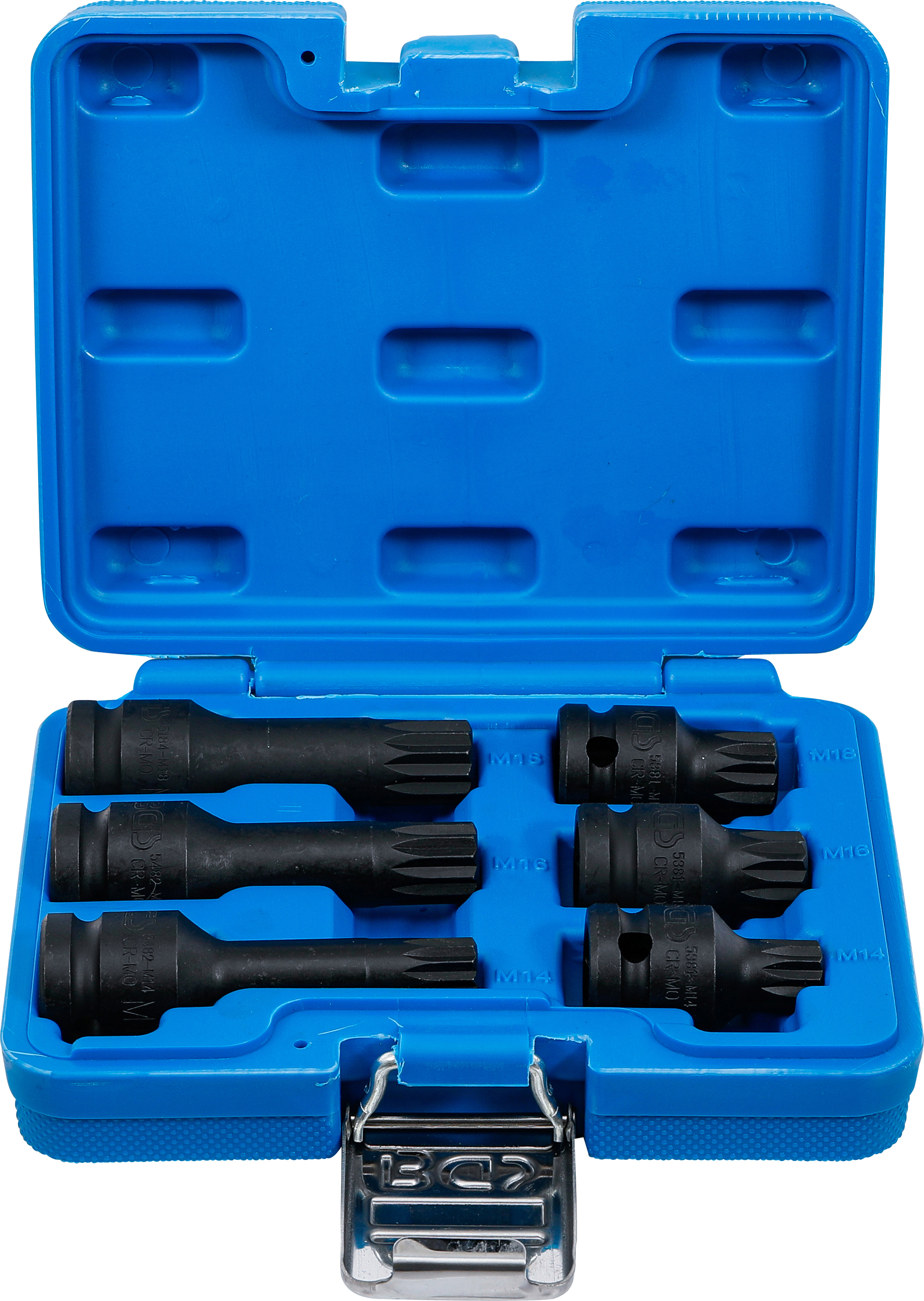 BGS 5380 Kraft-Bit-Einsatz-Satz | Antrieb Innenvierkant 12,5 mm (1/2") | Innenvielzahn (für XZN) M14 - M18 | 6-tlg.