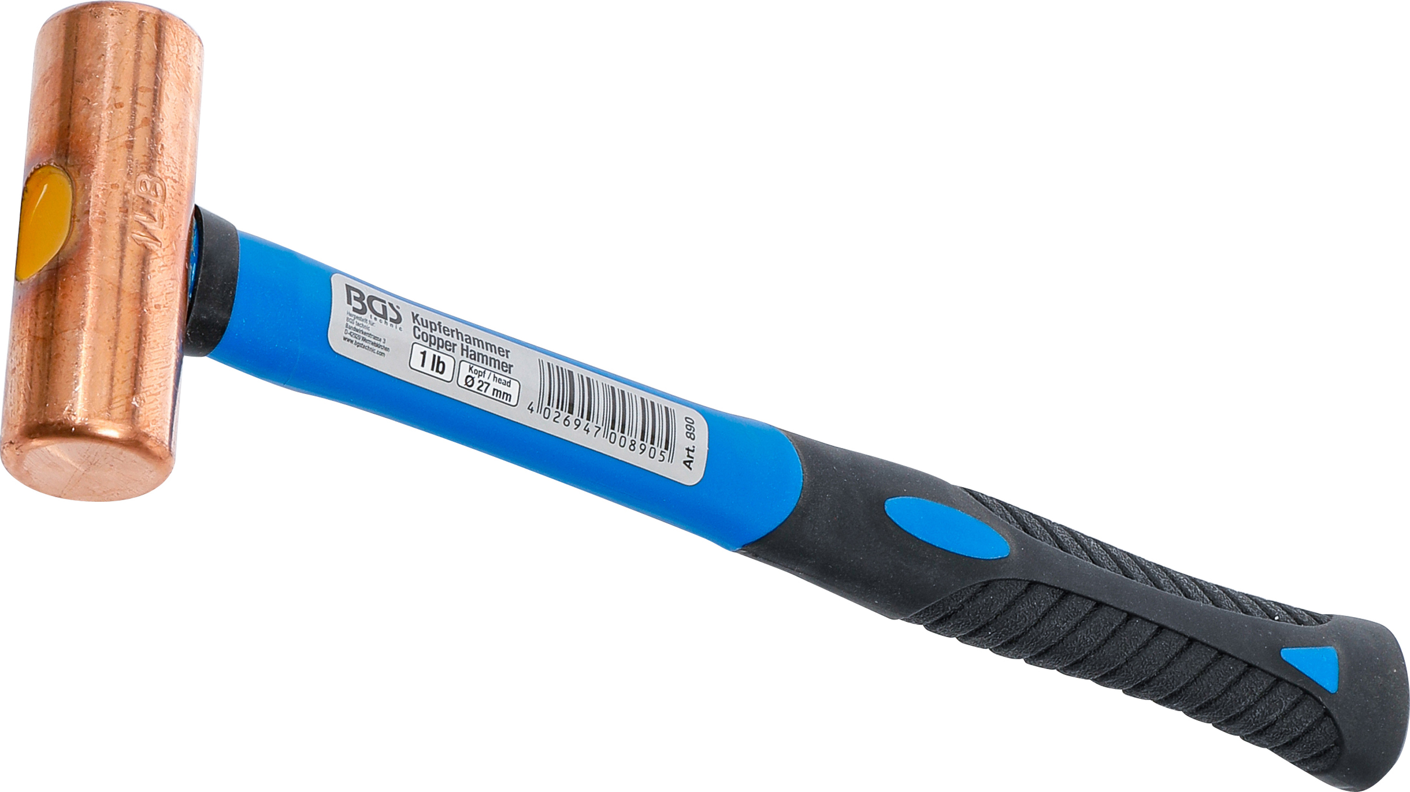 BGS 890 Kupferhammer | Fiberglasstiel | Ø 27 mm | 454 g (1 lb) - Kopf