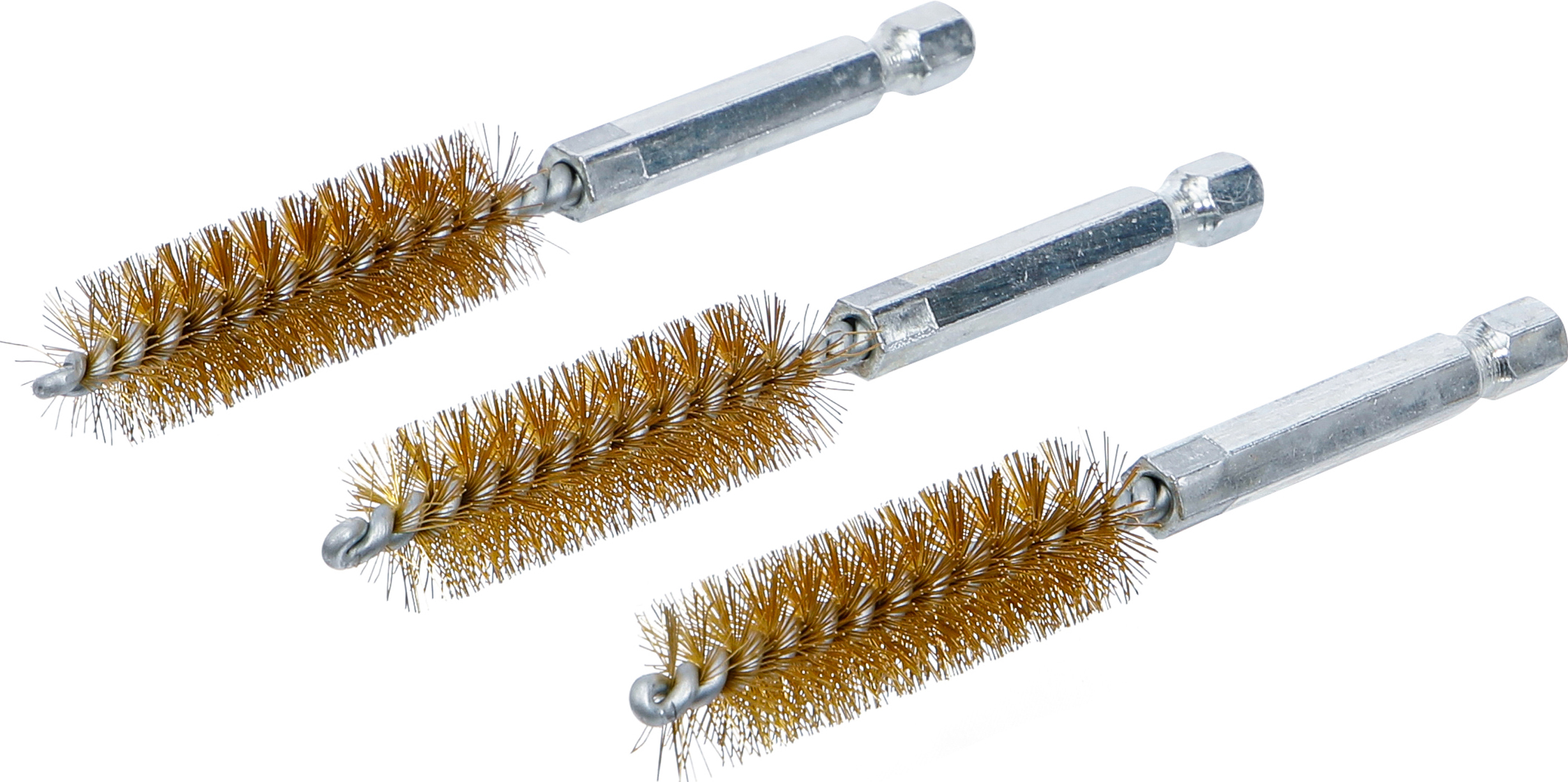 BGS 3078-14-M Messingbürste | 14 mm | Antrieb Außensechskant 6,3 mm (1/4") | 3-tlg.