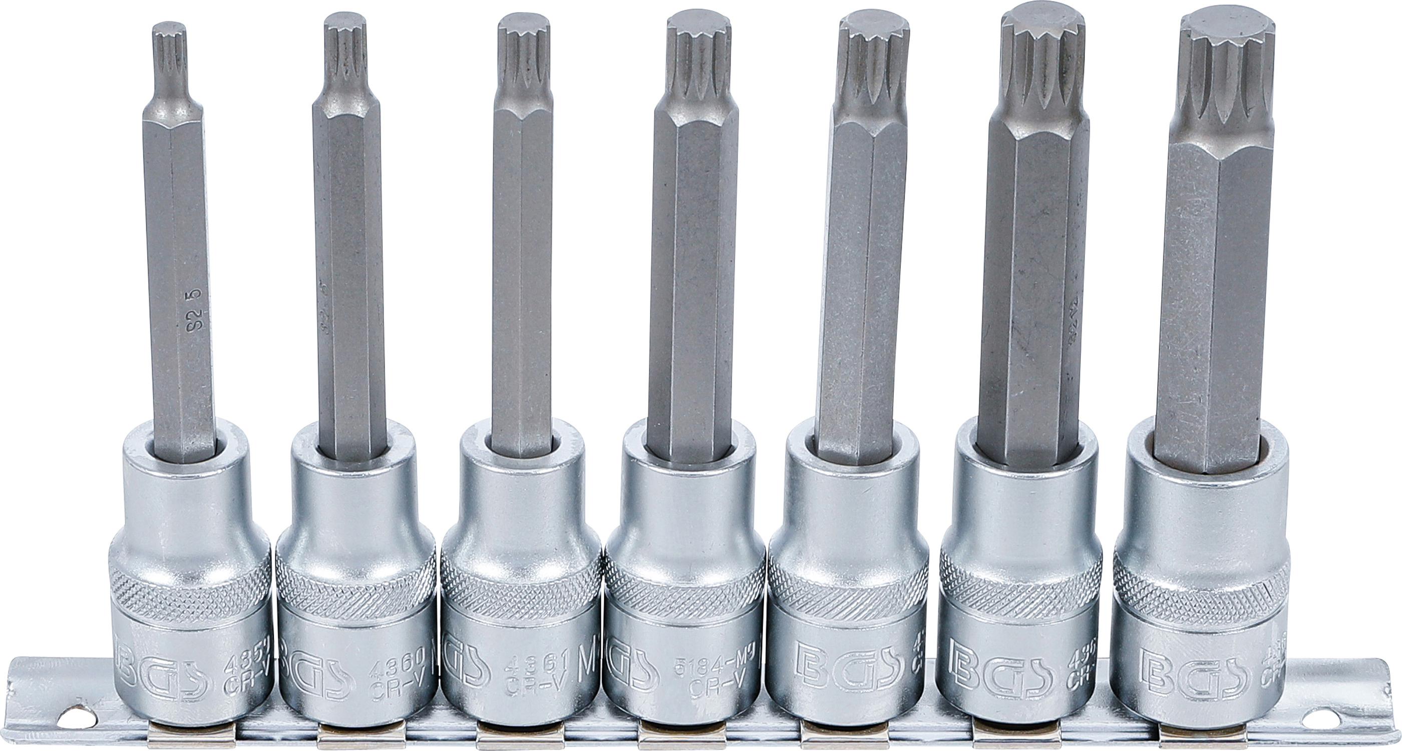 BGS 5175 Bit-Einsatz-Satz | Antrieb Innenvierkant 12,5 mm (1/2") | Innenvielzahn (für XZN) M5 - M14 | 7-tlg.