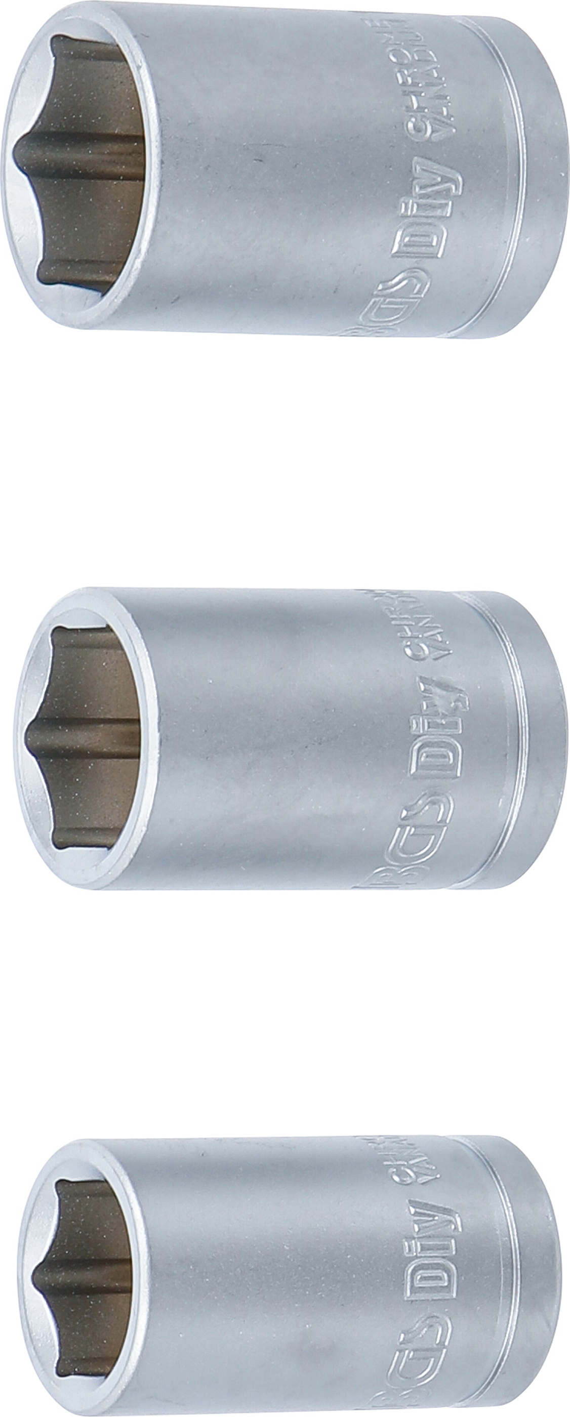 BGS 15125 Steckschlüsseleinsatz-Satz | Antrieb 12,5 mm (1/2") | SW 15 - 17 - 19 mm | 3-tlg.