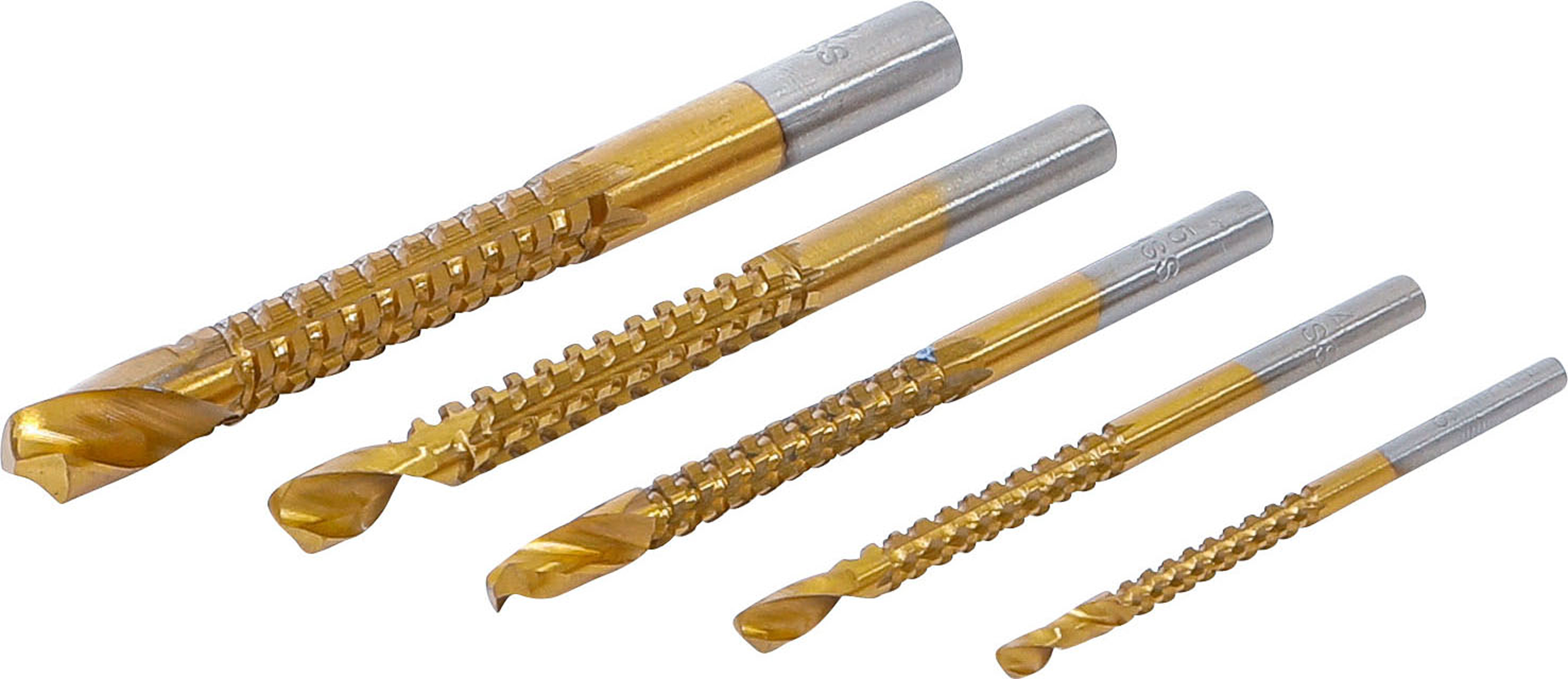 BGS 50795 HSS-Fräsbohrer-Satz | titan-nitriert | 3 - 8 mm | 5-tlg.