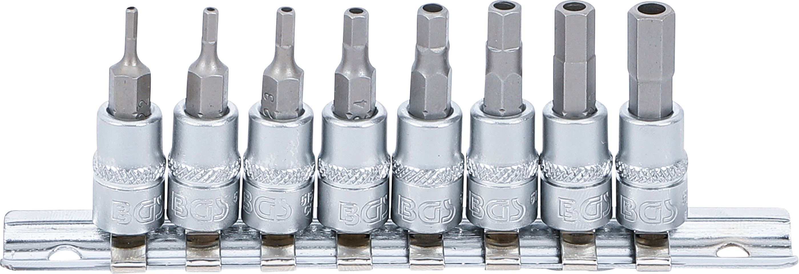 BGS 5156 Bit-Einsatz-Satz | Antrieb Innenvierkant 6,3 mm (1/4") | Innensechskant mit Bohrung 2 - 7 mm | 8-tlg.