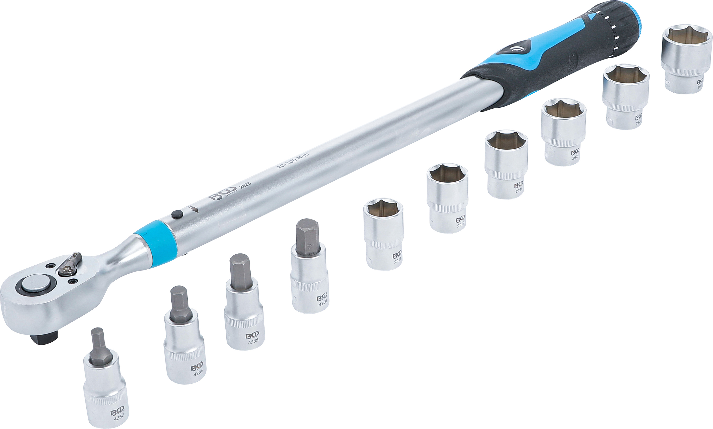 BGS 2865 Drehmomentschlüssel-Satz | Abtrieb Innenvierkant 12,5 mm (1/2") | 40 - 200 Nm | 11-tlg.