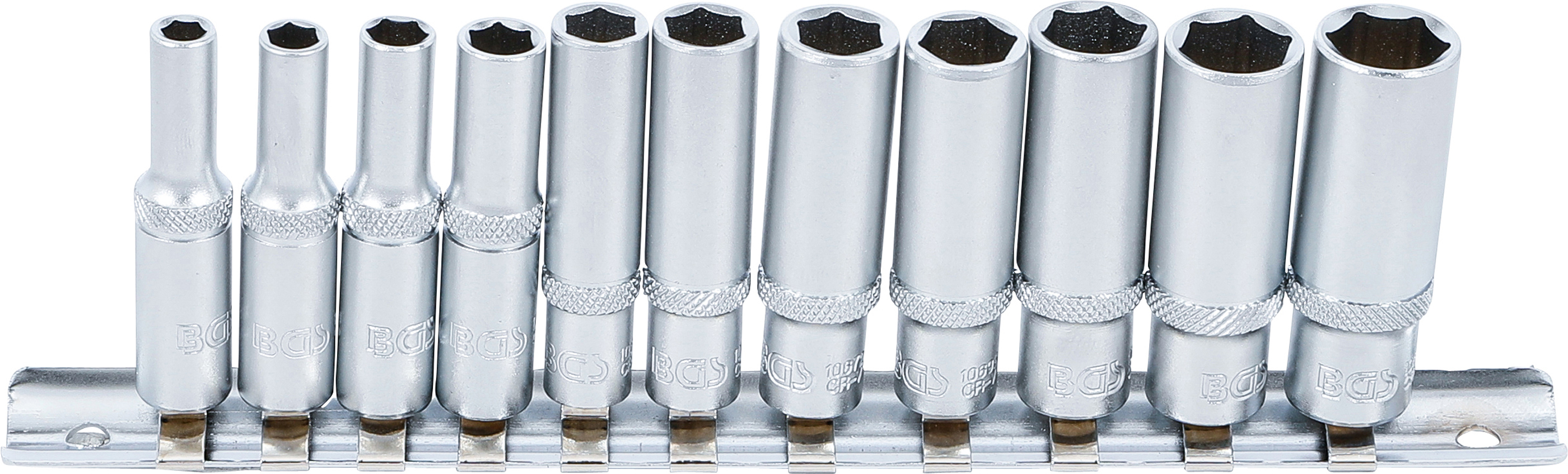 BGS 2429 Steckschlüssel-Einsatz-Satz Sechskant, tief | Antrieb Innenvierkant 6,3 mm (1/4") | Zollgrößen | 11-tlg.