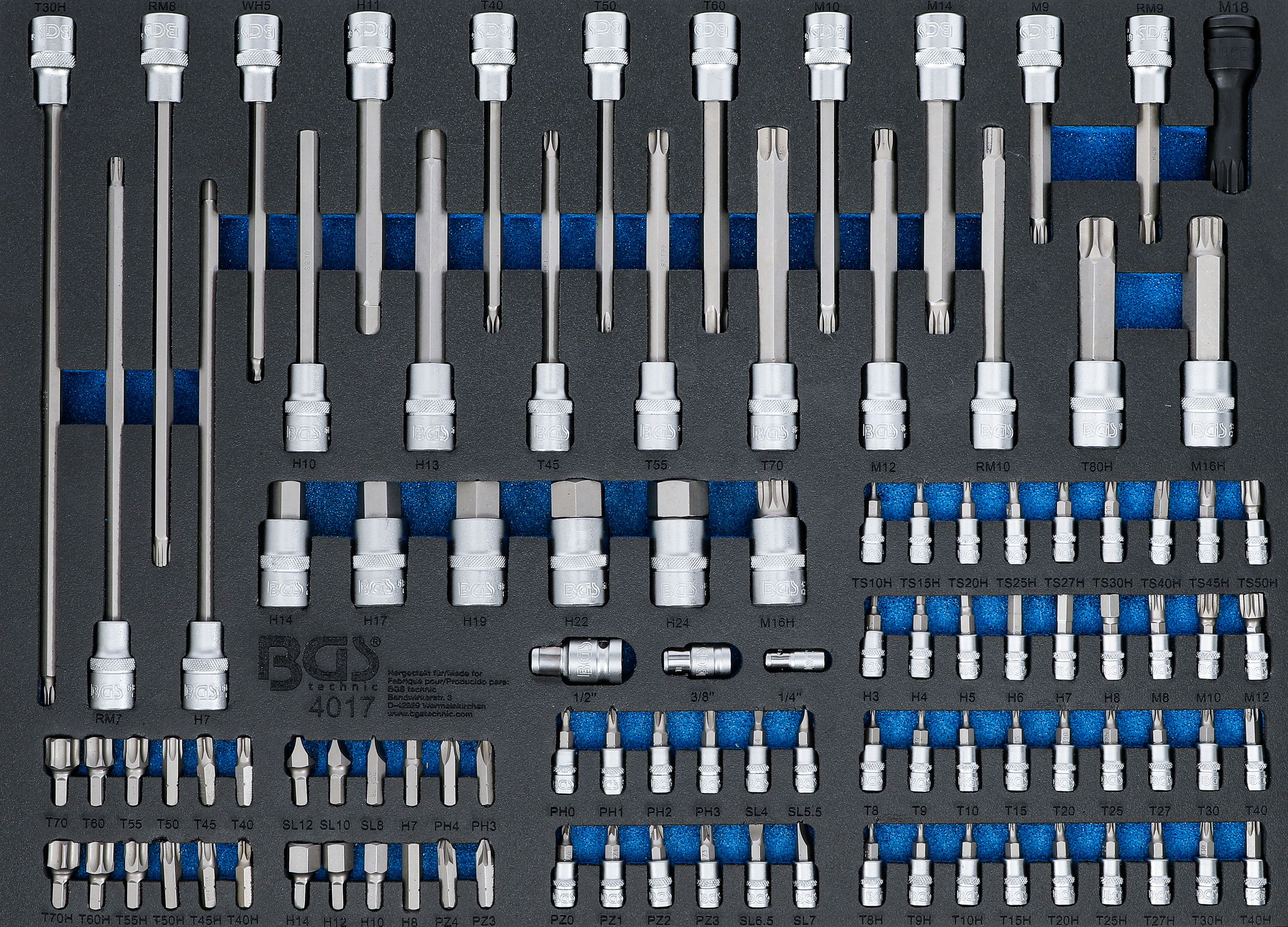 BGS 4017 Werkstattwageneinlage 3/3: Bits und Bit-Einsätze | 104-tlg.