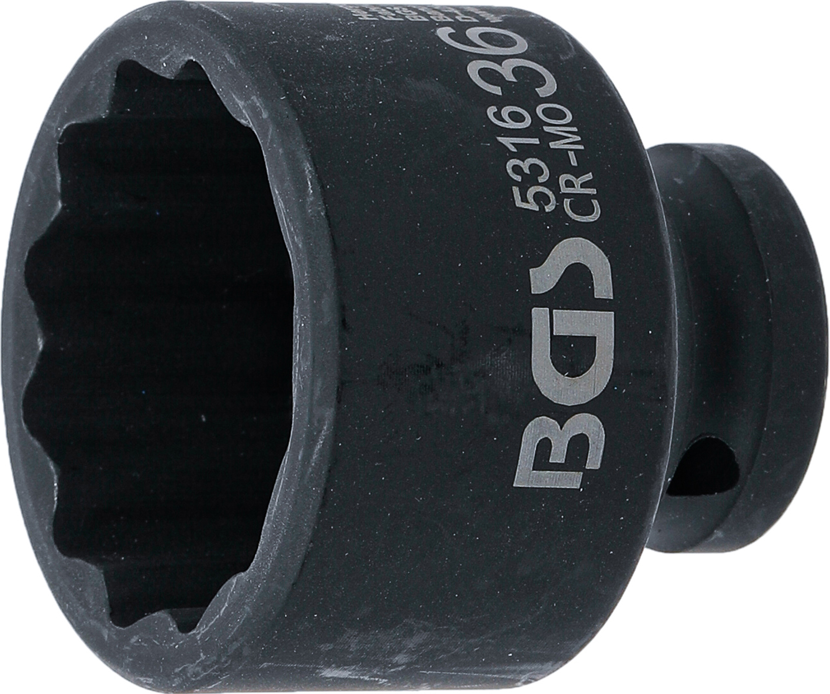 BGS 5316 Kraft-Steckschlüssel-Einsatz Zwölfkant | Antrieb Innenvierkant 12,5 mm (1/2") | SW 36 mm