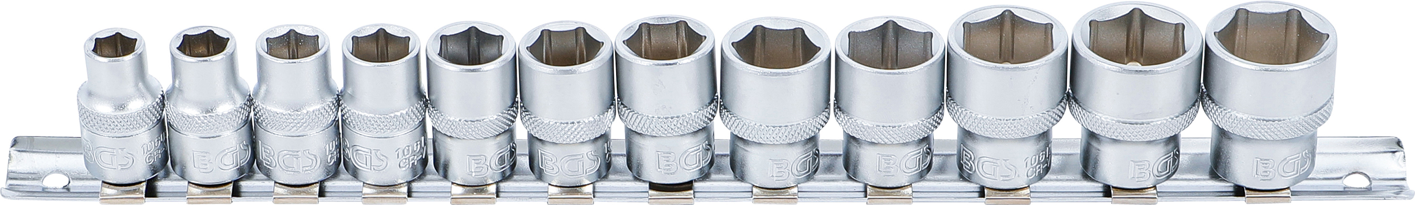BGS 9104 Steckschlüssel-Einsatz-Satz, Sechskant | Antrieb Innenvierkant 10 mm (3/8") | SW 8 - 19 mm | 12-tlg.
