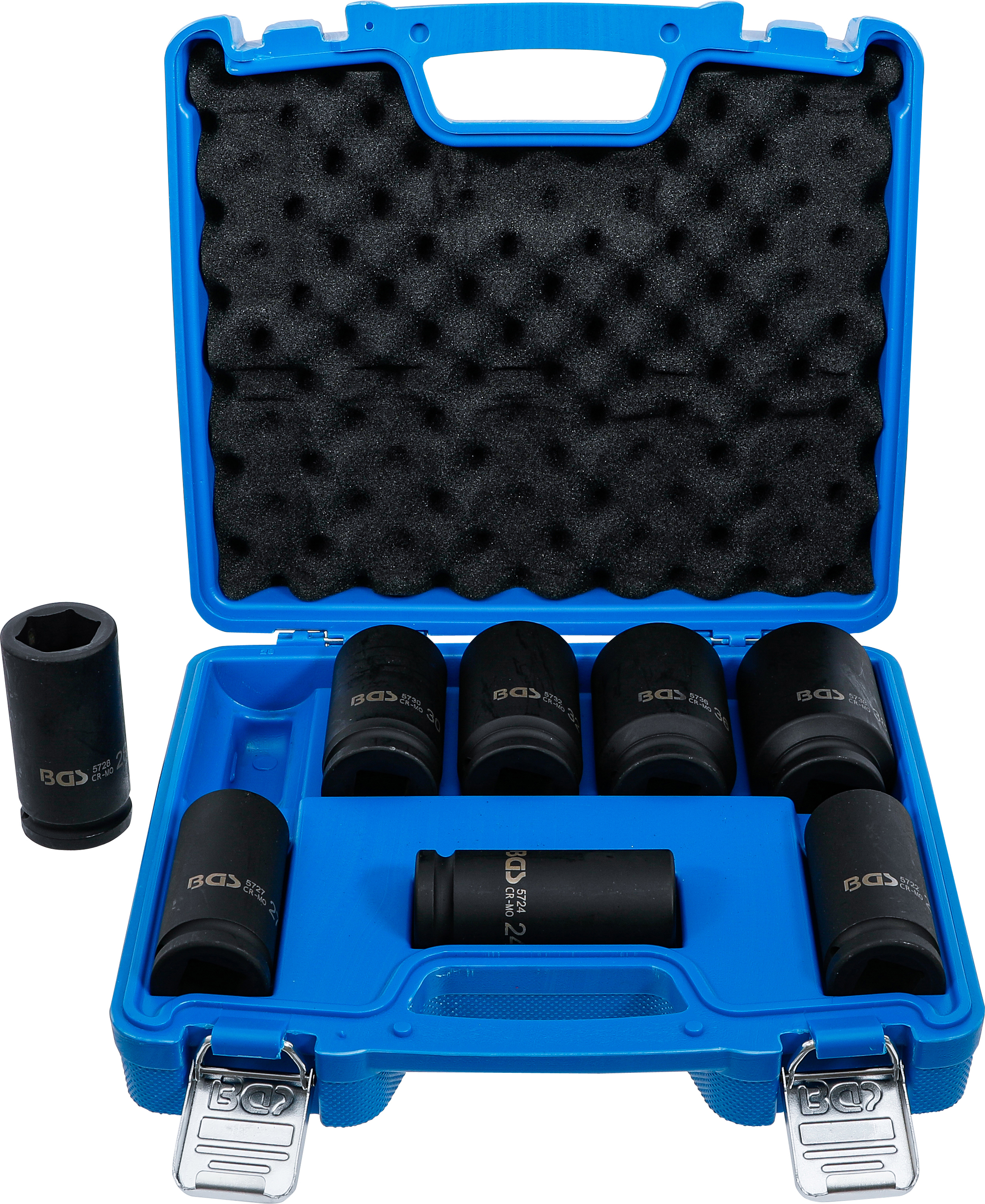 BGS 5241 Kraft-Steckschlüssel-Einsatz-Satz, extra tief | Antrieb Innenvierkant 20 mm (3/4") | SW 22 - 38 mm | 8-tlg.