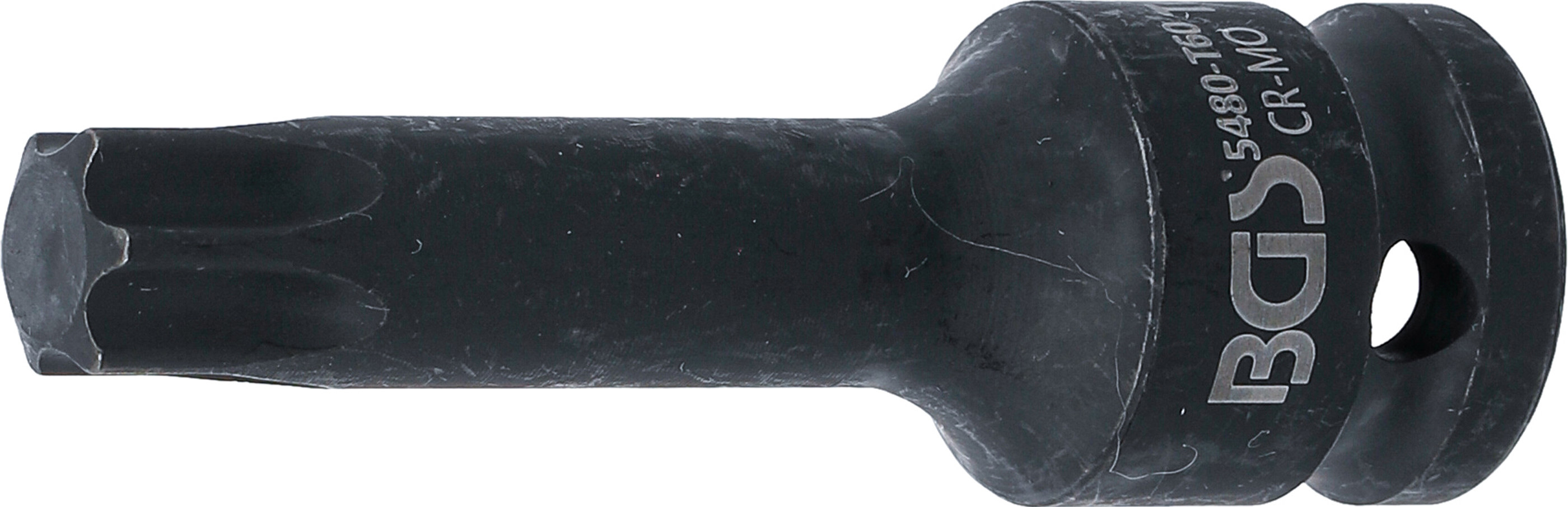 BGS 5480-T60 Kraft-Bit-Einsatz | Länge 75 mm | Antrieb Innenvierkant 12,5 mm (1/2") | T-Profil (für Torx) T60