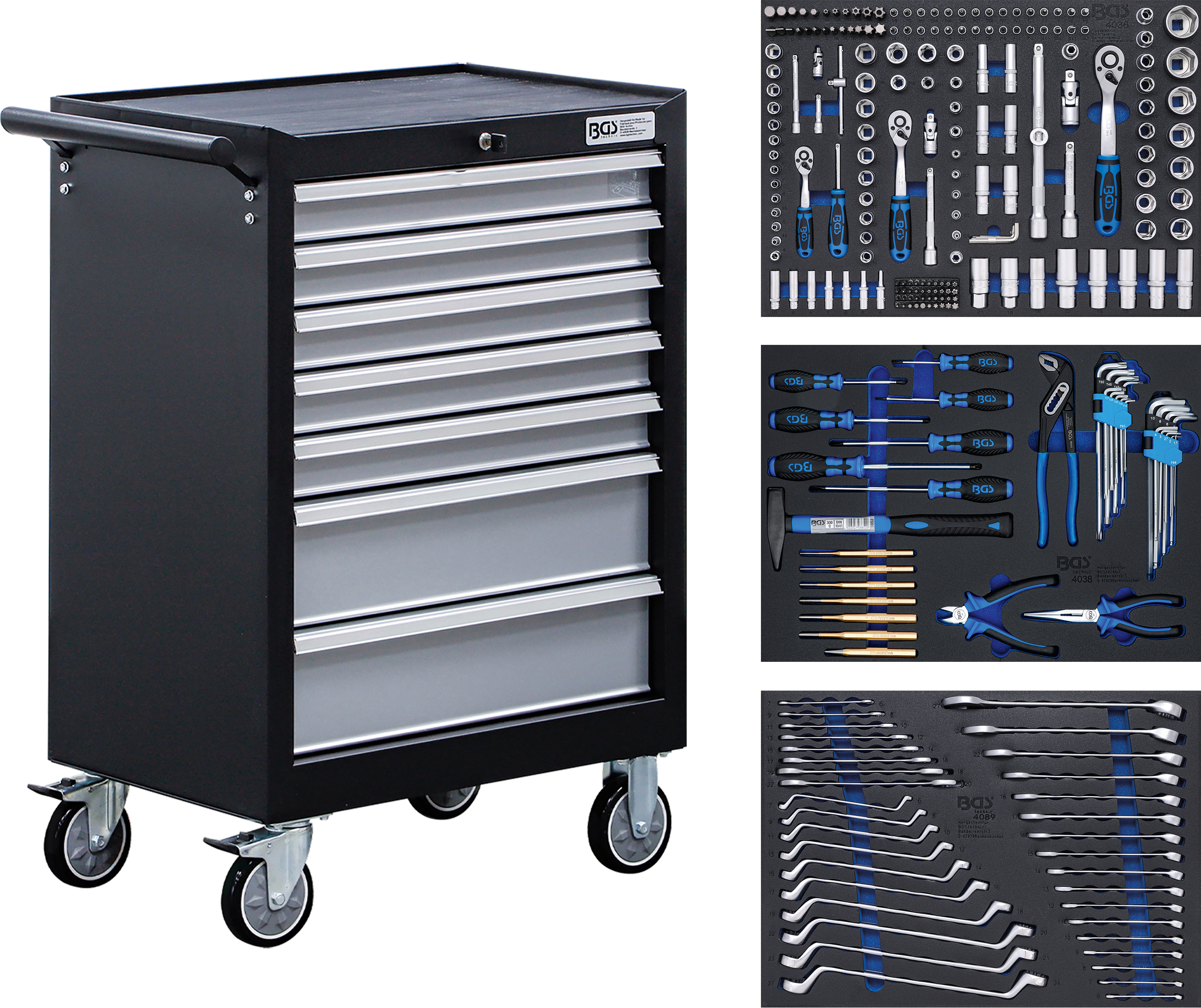 BGS 6062 Werkstattwagen | 7 Schubladen | mit 263 Werkzeugen BGS 6062 Werkstattwagen | 7 Schubladen | mit 263 Werkzeugen