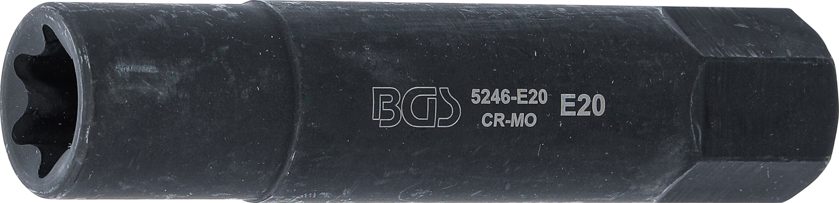 BGS 5246-E20 Steckschlüssel-Einsatz E-Profil, extra lang | Antrieb Außensechskant 22 mm | SW E20