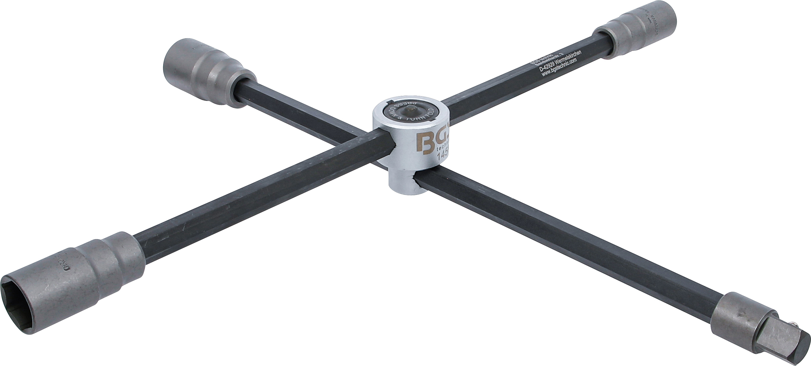 BGS 1458 Lkw-Radkreuz | faltbar | Vierkant | SW 24 x 27 x 32 x 20 mm (3/4")