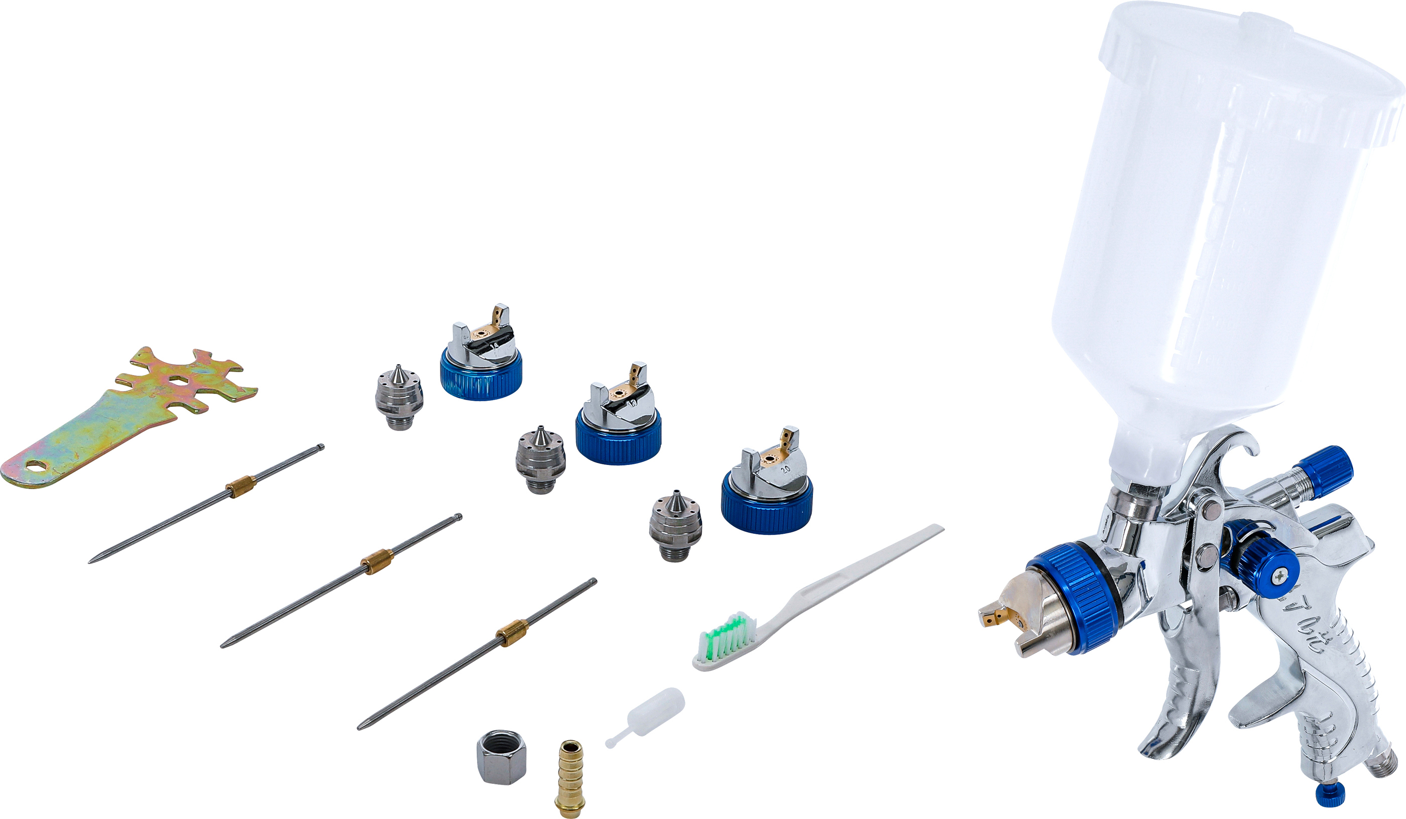 BGS 70048 Druckluft-Farbsprühpistole | mit 3 Sprühdüsen | 1,4 - 1,7 - 2,0 mm