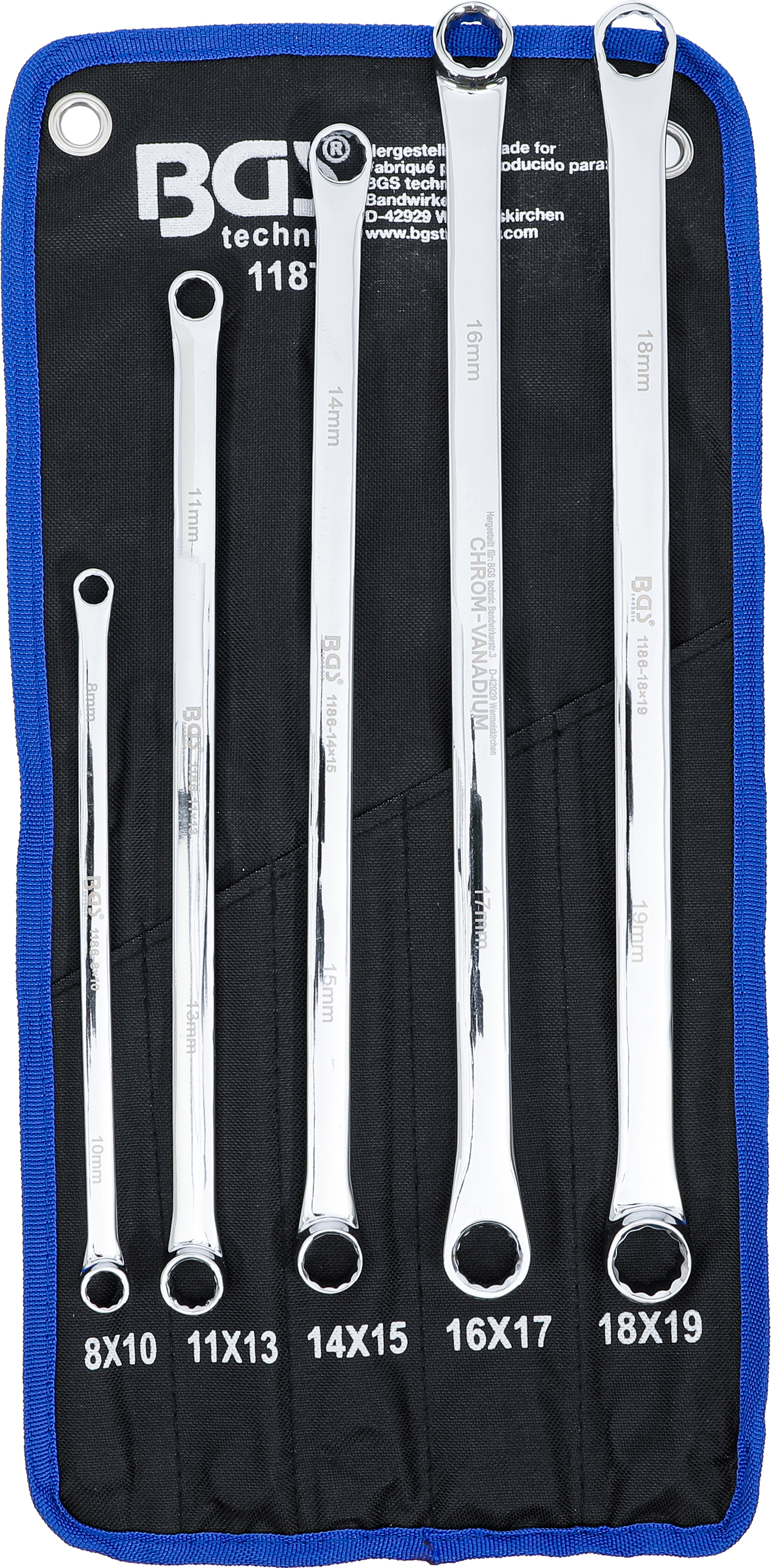 BGS 1187 Doppel-Ringschlüssel-Satz | extra lang | SW 8 - 19 mm | 5-tlg.