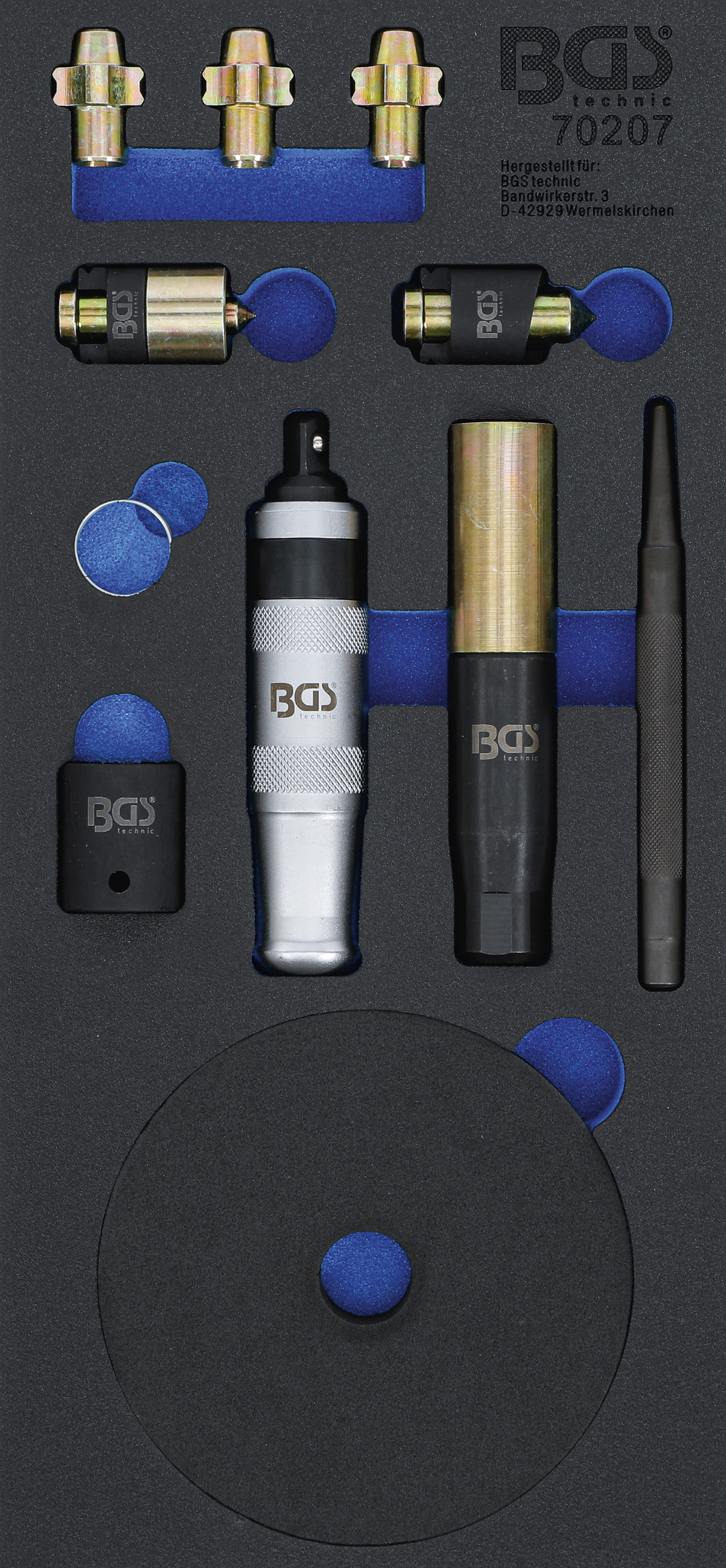 BGS 70207 Werkstattwageneinlage 1/3: Felgenschloss-Demontage-Satz | universal