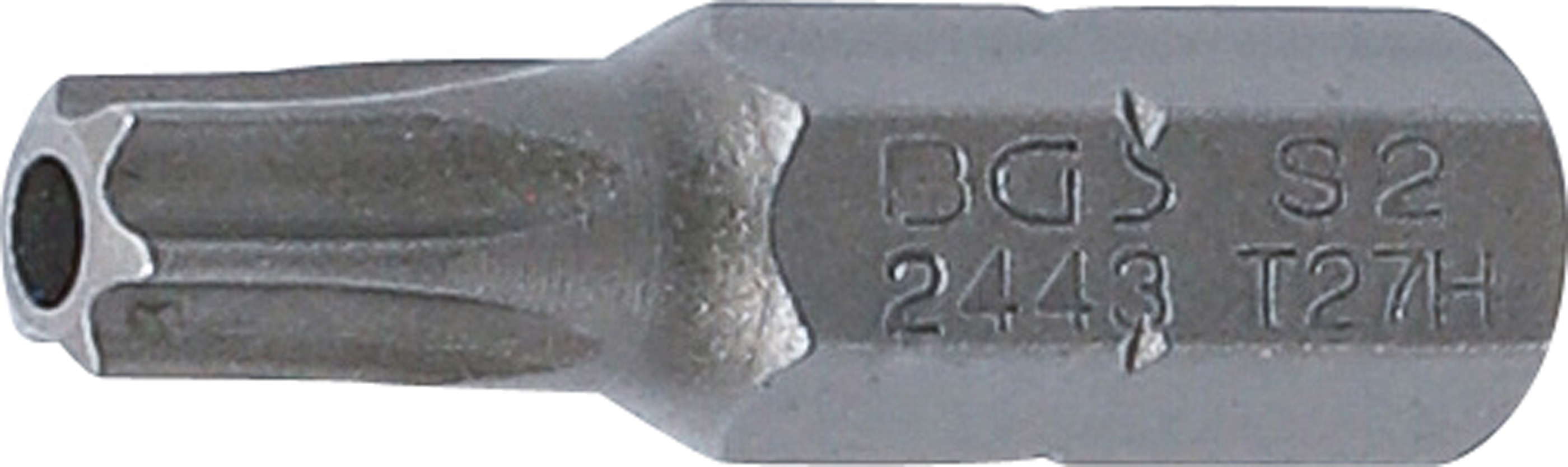 BGS 2443 Bit | Länge 25 mm | Antrieb Außensechskant 6,3 mm (1/4") | T-Profil (für Torx) mit Bohrung T27