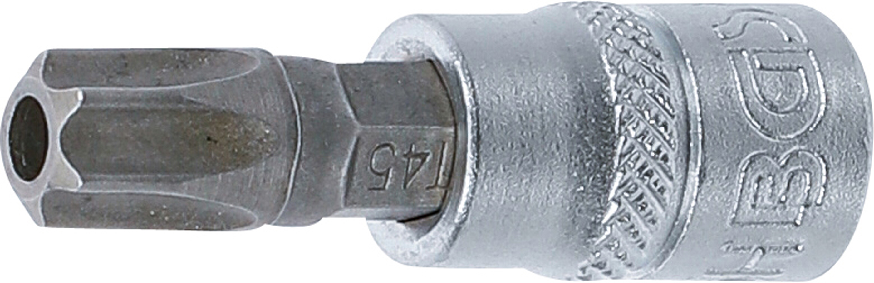 BGS 2165-T45 Bit-Einsatz | Antrieb Innenvierkant 6,3 mm (1/4") | T-Profil (für Torx) mit Bohrung T45 BGS 2165-T45 Bit-Einsatz | Antrieb Innenvierkant 6,3 mm (1/4") | T-Profil (für Torx) mit Bohrung T45