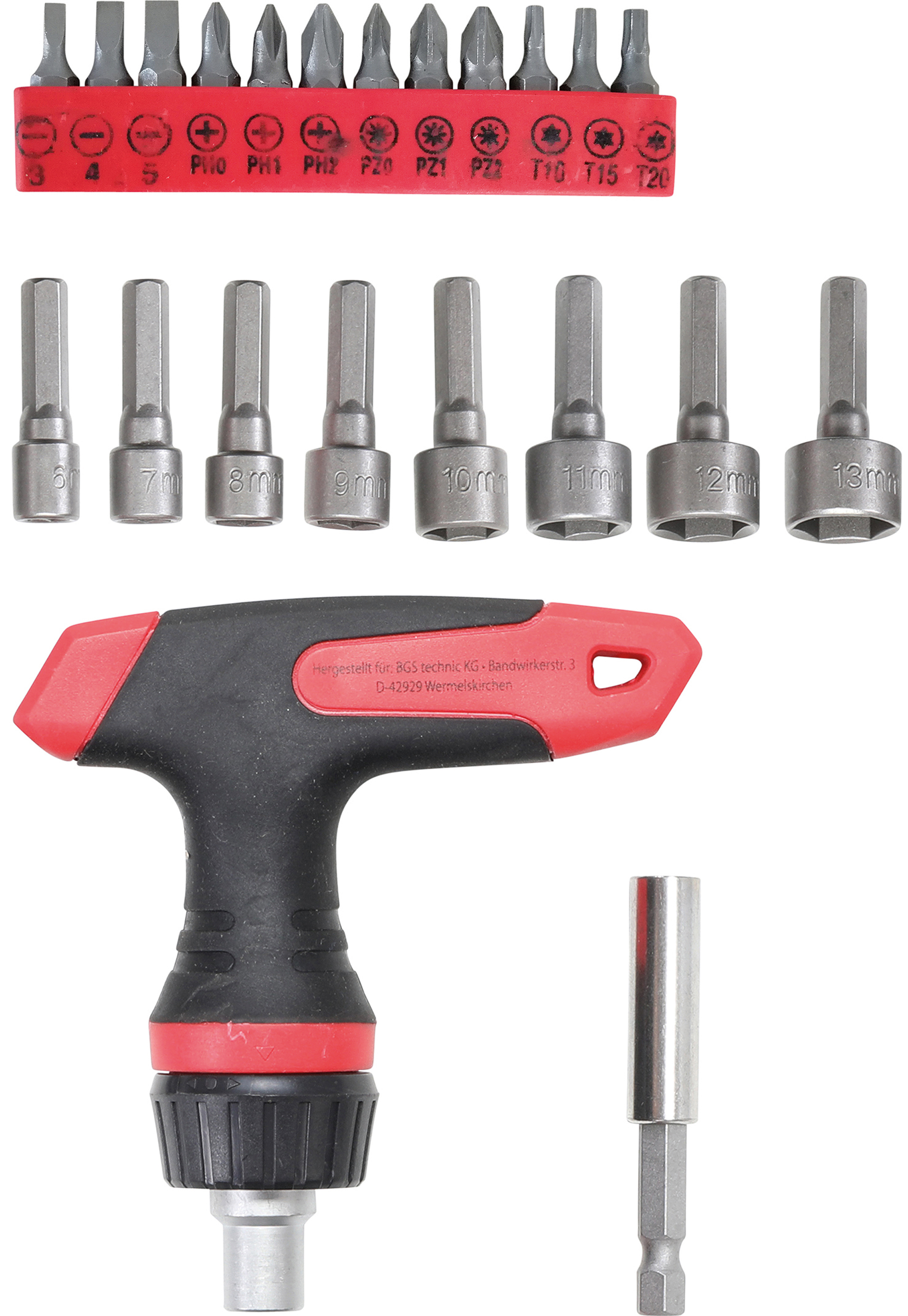 BGS 20122 Bit-/Steckschlüssel-Einsatz-Satz | mit Ratschen-T-Griff für Bits, umschaltbar | 22-tlg. BGS 20122 Bit-/Steckschlüssel-Einsatz-Satz | mit Ratschen-T-Griff für Bits, umschaltbar | 22-tlg.