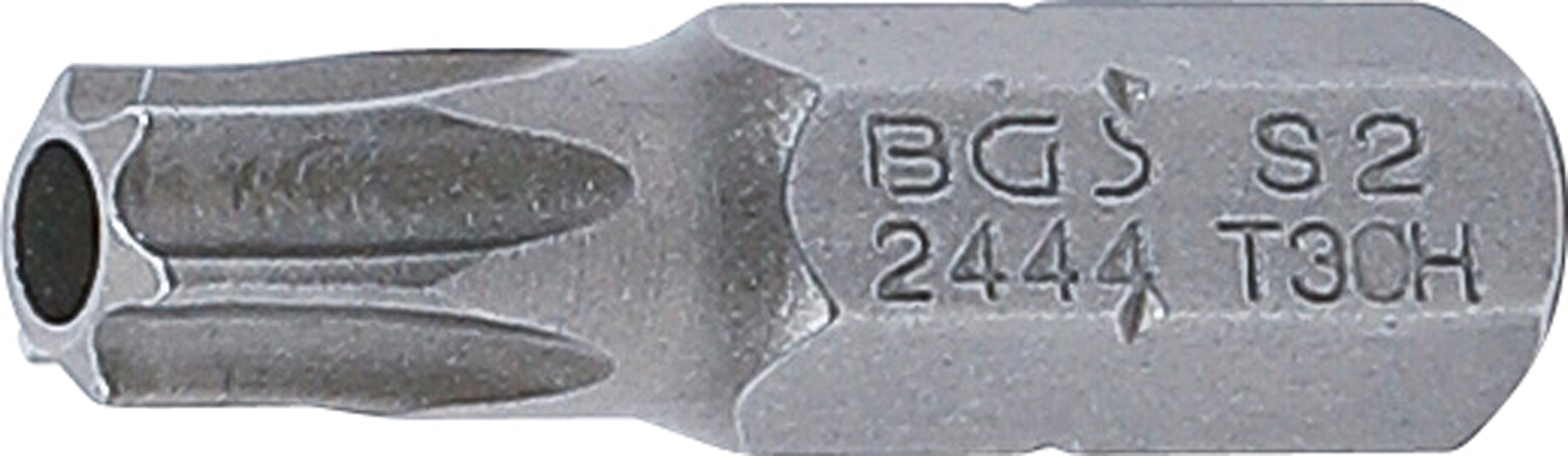 BGS 2444 Bit | Länge 25 mm | Antrieb Außensechskant 6,3 mm (1/4") | T-Profil (für Torx) mit Bohrung T30