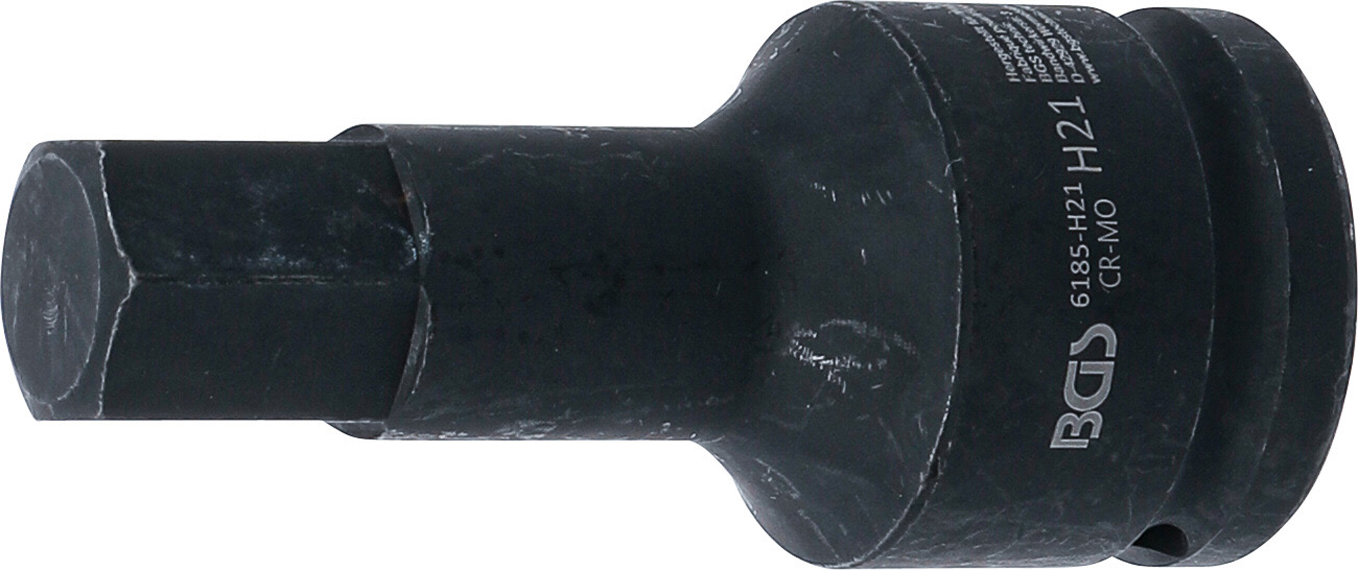 BGS 6185-H21 Kraft-Bit-Einsatz | Länge 100 mm | Antrieb Innenvierkant 20 mm (3/4") | Innensechskant 21 mm