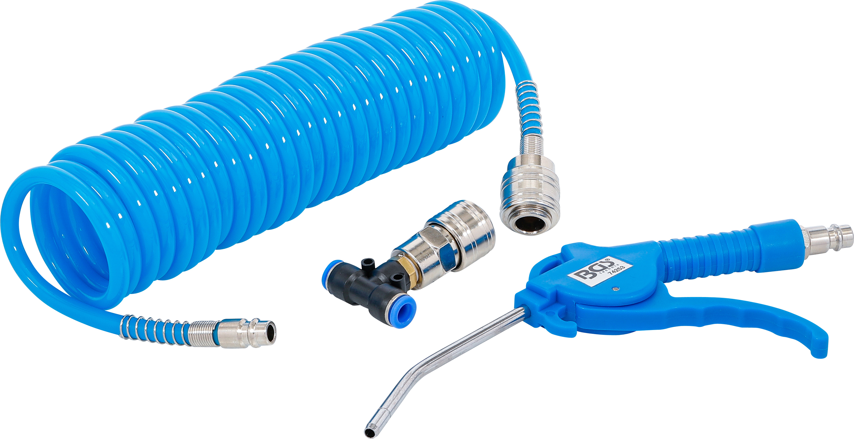 BGS 74253 Druckluft-Ausblaspistole | mit Druckluft-Spiralschlauch und T-Verbinder