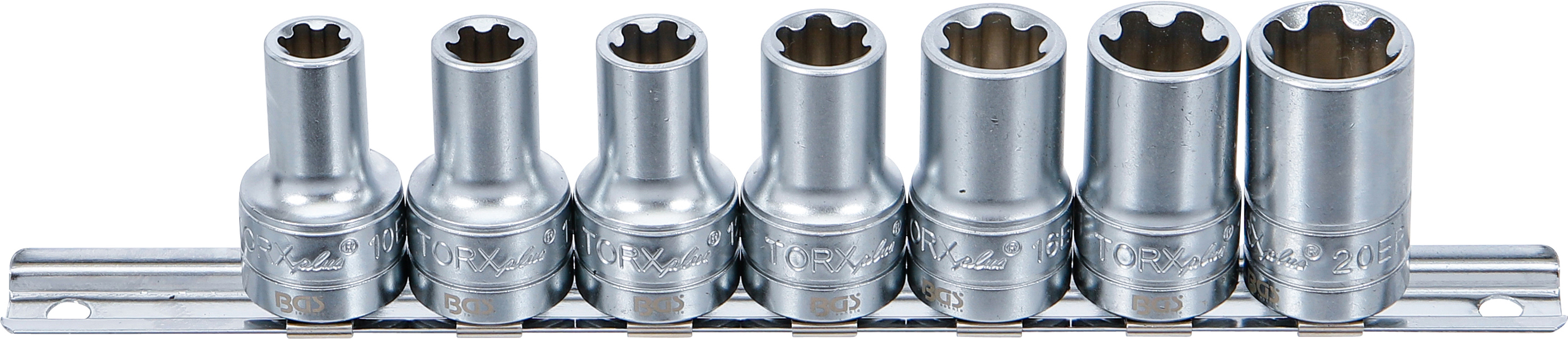 BGS 9587 Steckschlüssel-Einsatz-Satz T-Profil Plus (für Torx Plus) | Antrieb Innenvierkant 10 mm (3/8") | SW 10EP - 20EP | 7-tlg.