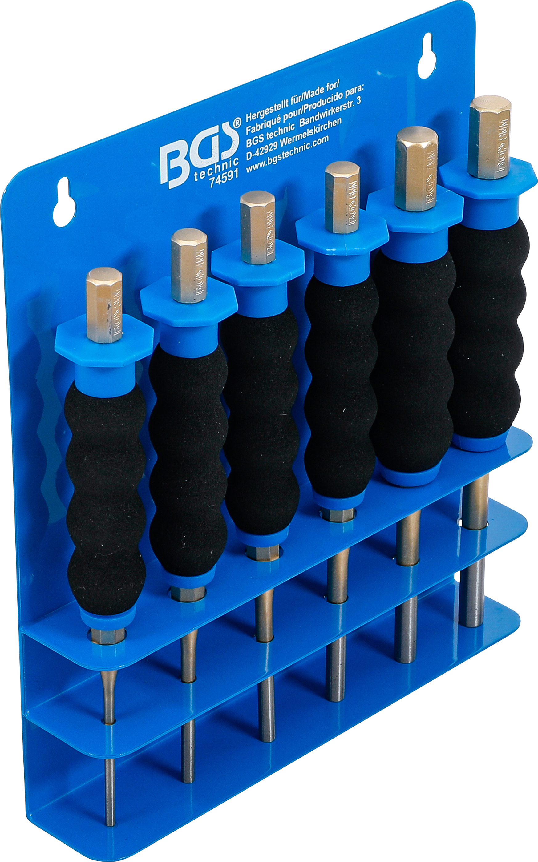 BGS 74591 Splintentreiber-Satz | mit Handschutz | 180 mm | 3 - 8 mm | 6-tlg.