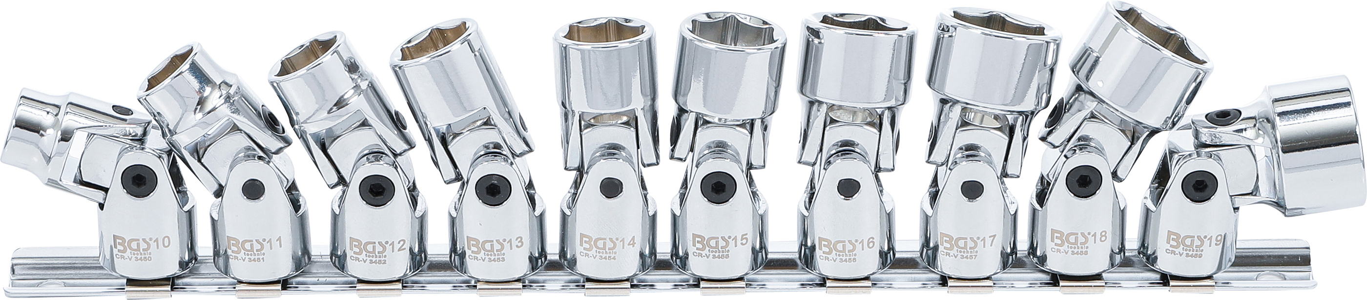 BGS 205 Kardangelenk-Einsatz-Satz Sechskant | Antrieb Innenvierkant 10 mm (3/8") | SW 10 - 19 mm | 10-tlg.