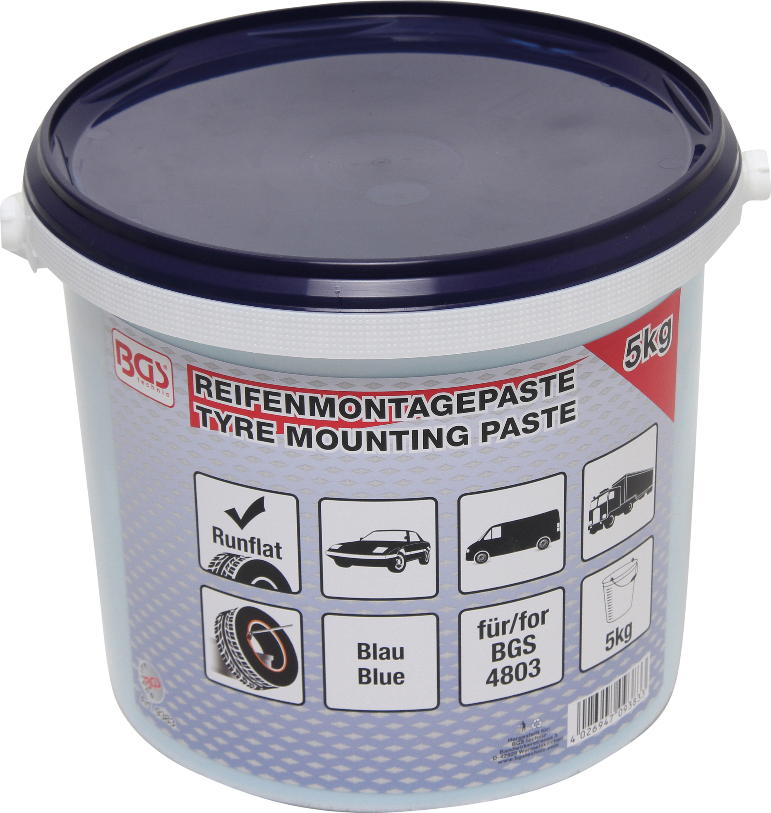 BGS 9383 Reifenmontagepaste für Run-Flat-Reifen | blau | 5 kg