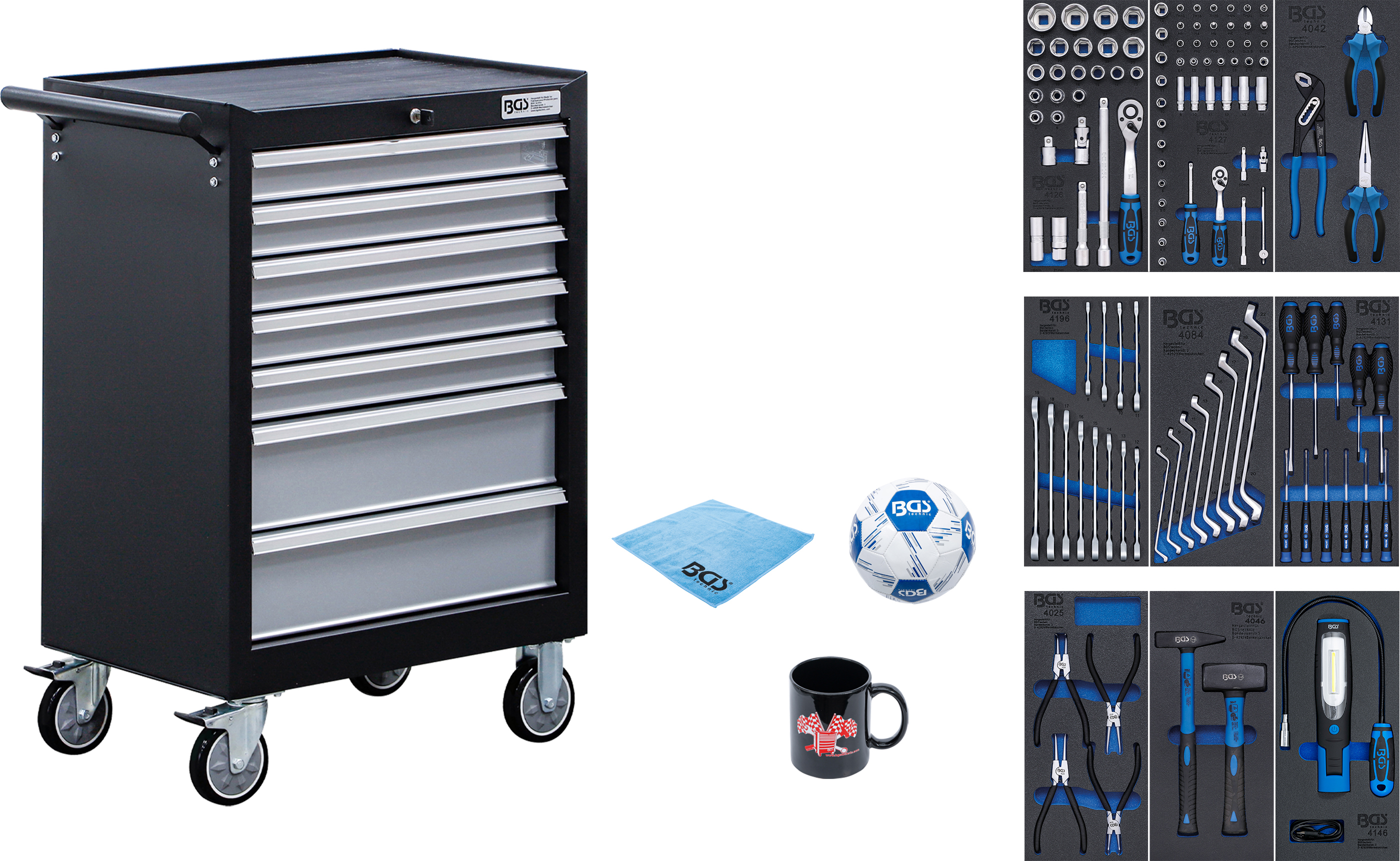 BGS 6061 Werkstattwagen | 7 Schubladen | mit 120 Werkzeugen