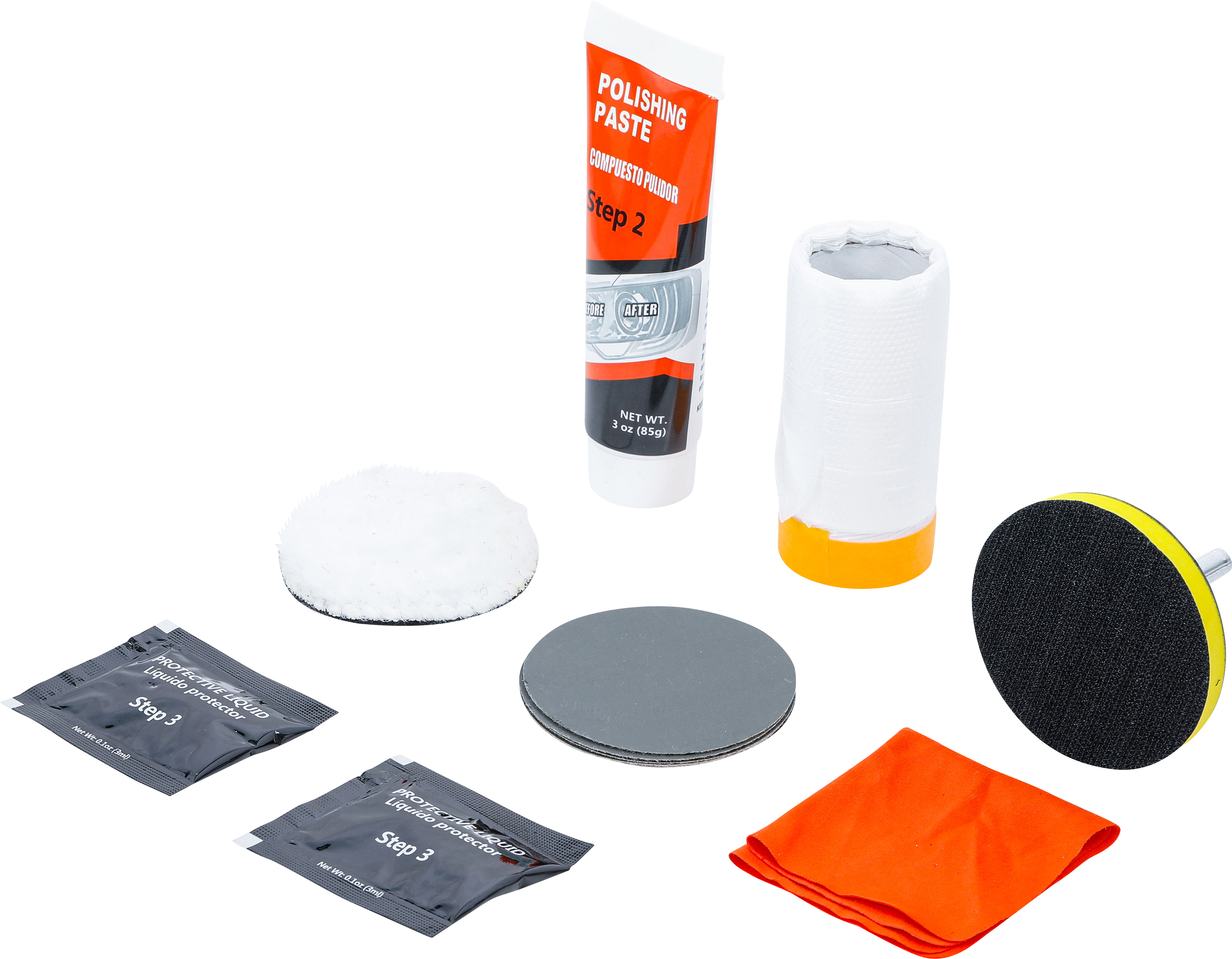 BGS 3997 Fahrzeugscheinwerfer-Aufbereitungs-Kit | 14-tlg.