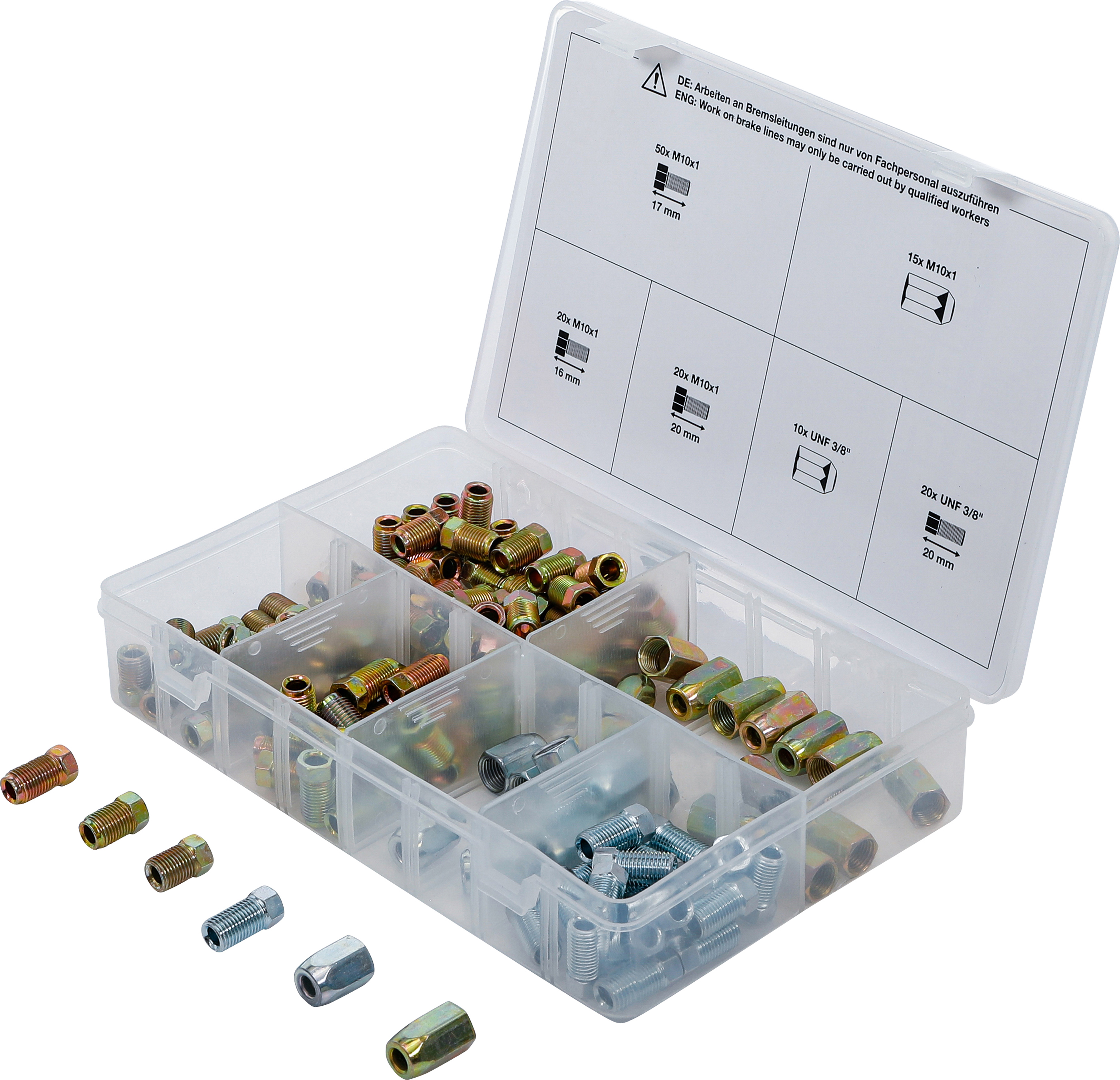 BGS 70341 Bremsleitungsverschraubungs- Überwurfmuttern & Schrauben Sortiment | 135-tlg.