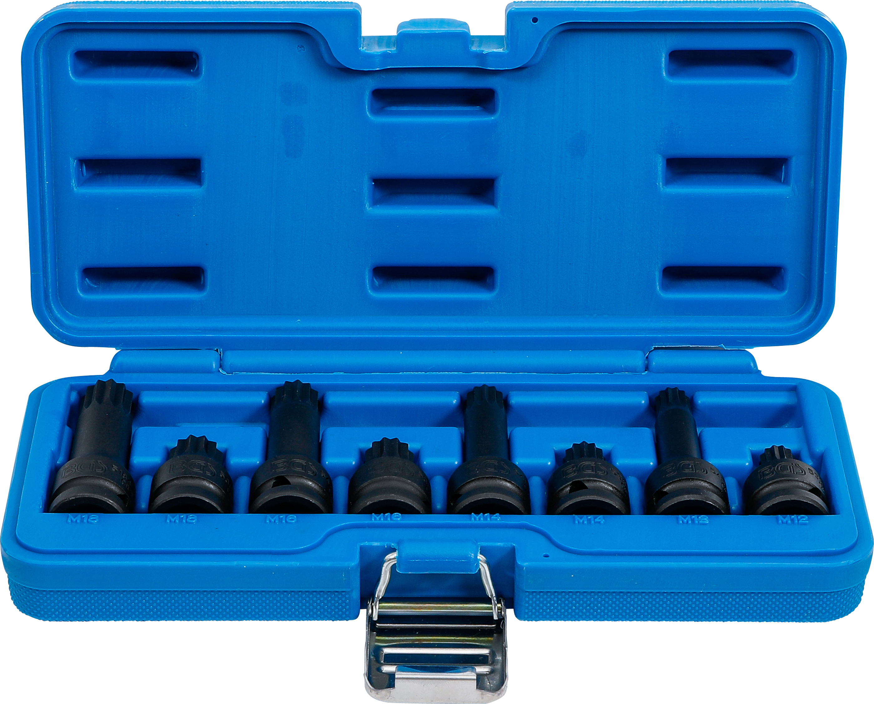 BGS 5381 Kraft-Bit-Einsatz-Satz | Antrieb Innenvierkant 12,5 mm (1/2") | Innenvielzahn (für XZN) M12 - M18 | 8-tlg.