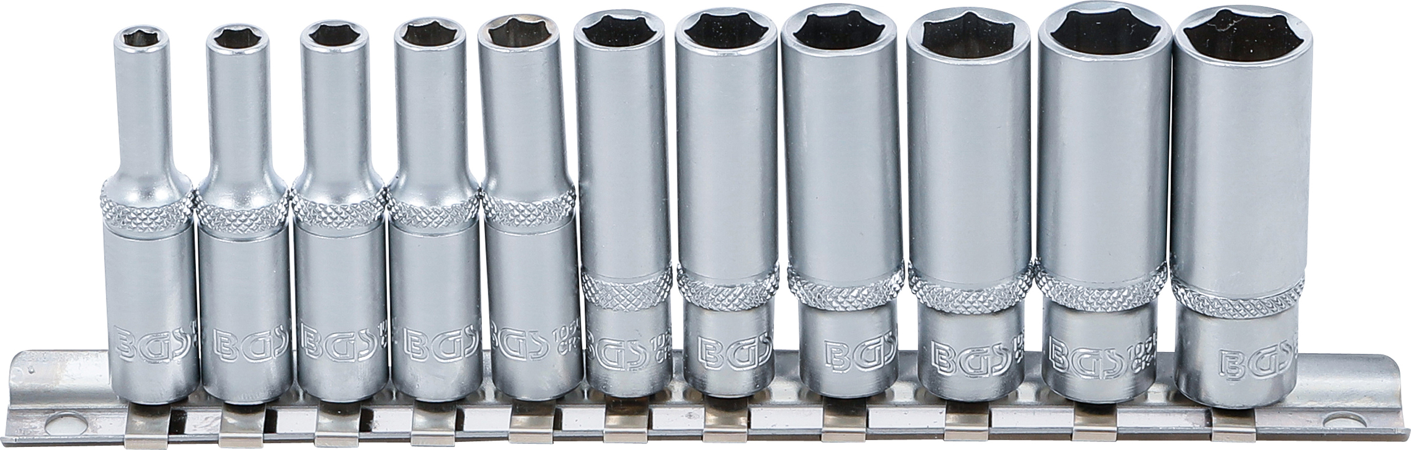 BGS 2221 Steckschlüssel-Einsatz-Satz Sechskant, tief | Antrieb Innenvierkant 6,3 mm (1/4") | SW 4 - 13 mm | 11-tlg.