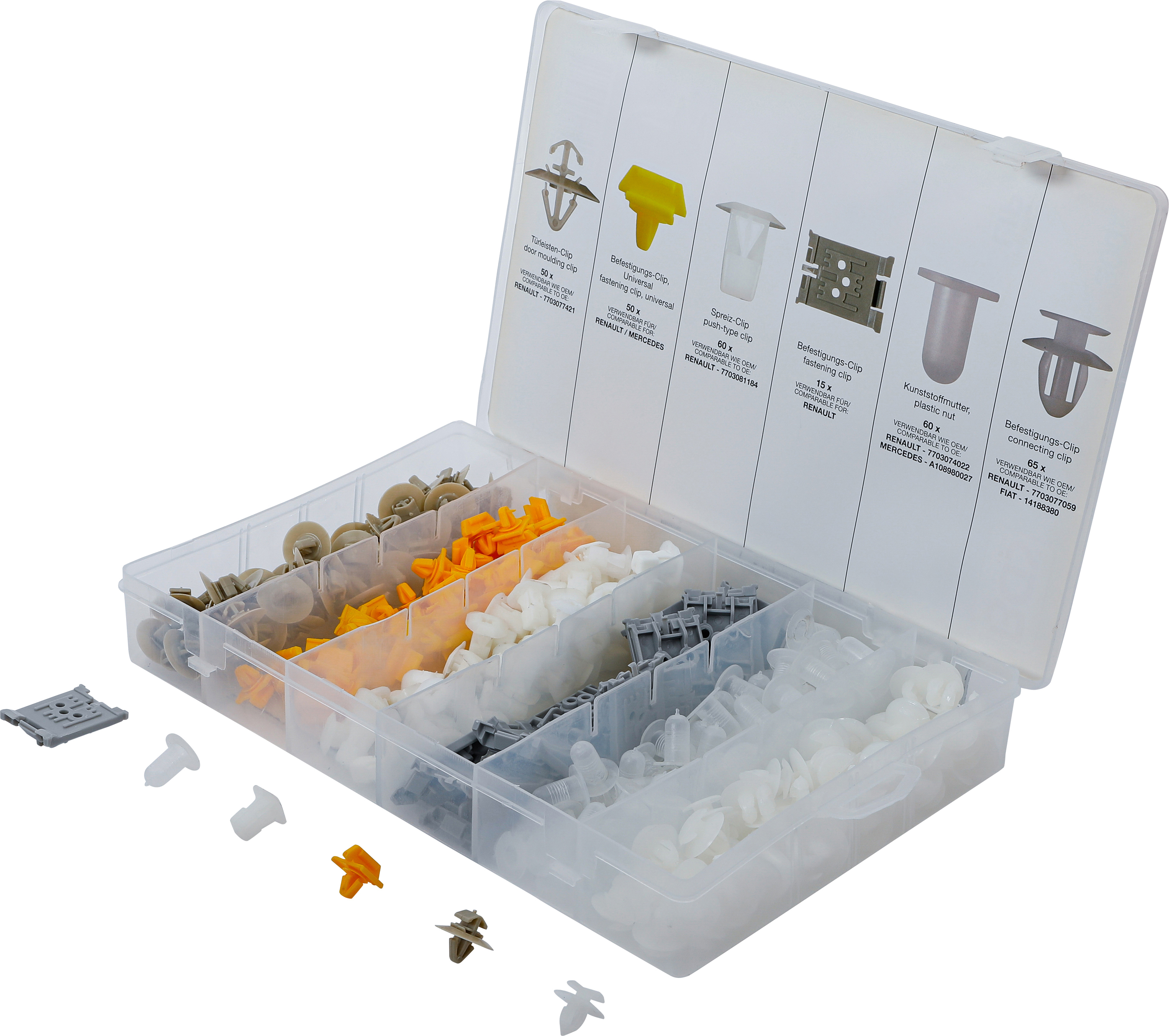 BGS 9048 Kfz-Befestigungsclip-Sortiment für Renault | 300-tlg.