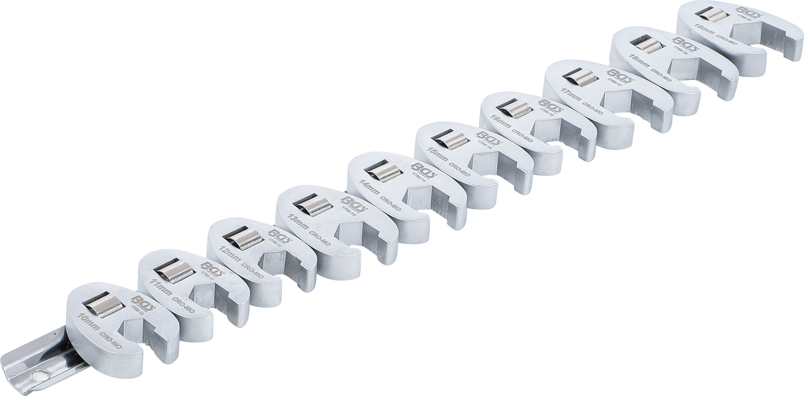 BGS 1756 Hahnenfußschlüssel-Satz | Antrieb Innenvierkant 10 mm (3/8") | SW 10 - 19 mm | 10-tlg.