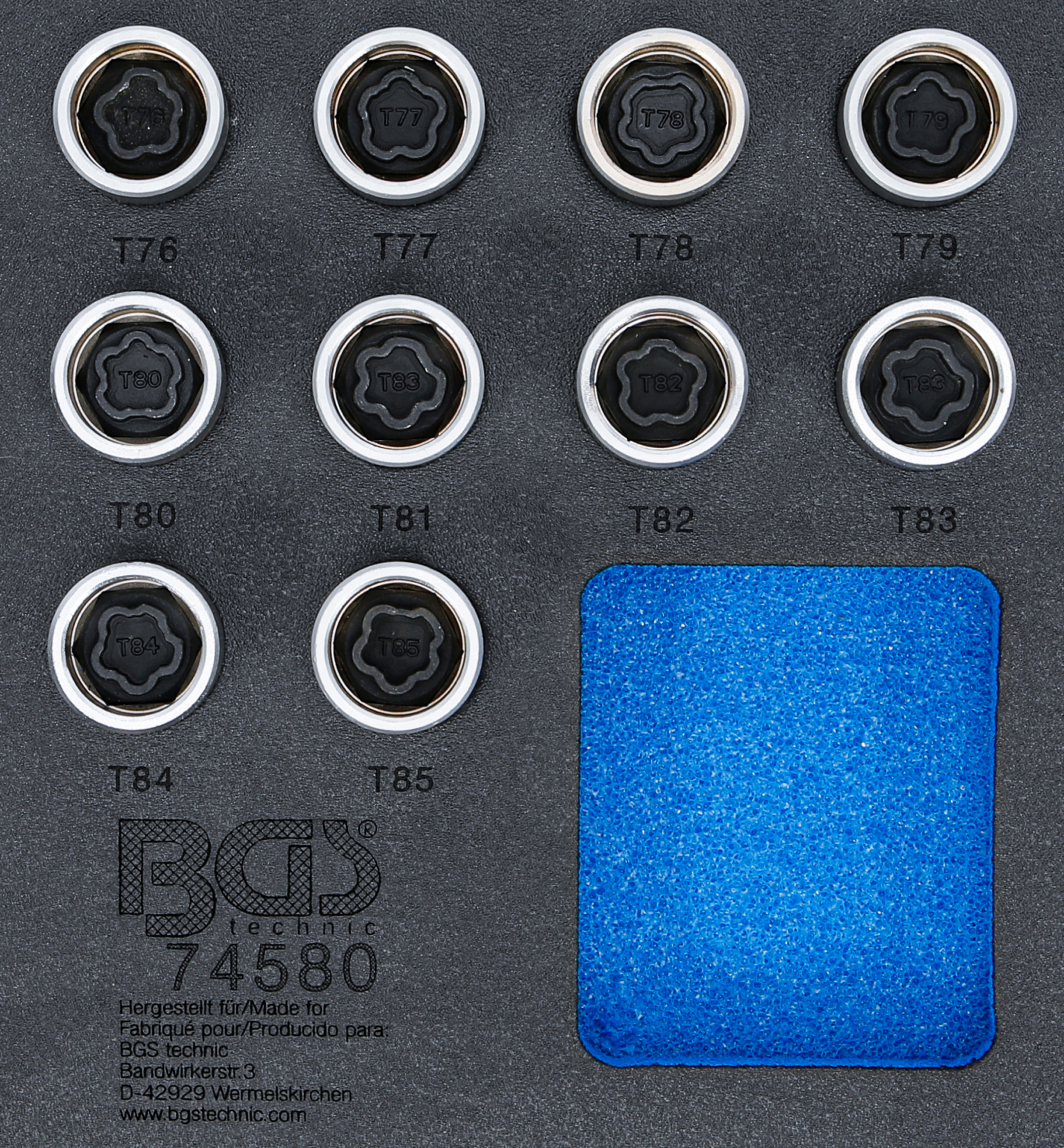 BGS 74580 Werkstattwageneinlage 1/6: Felgenschloss-Werkzeug-Satz für Tesla | 10-tlg.