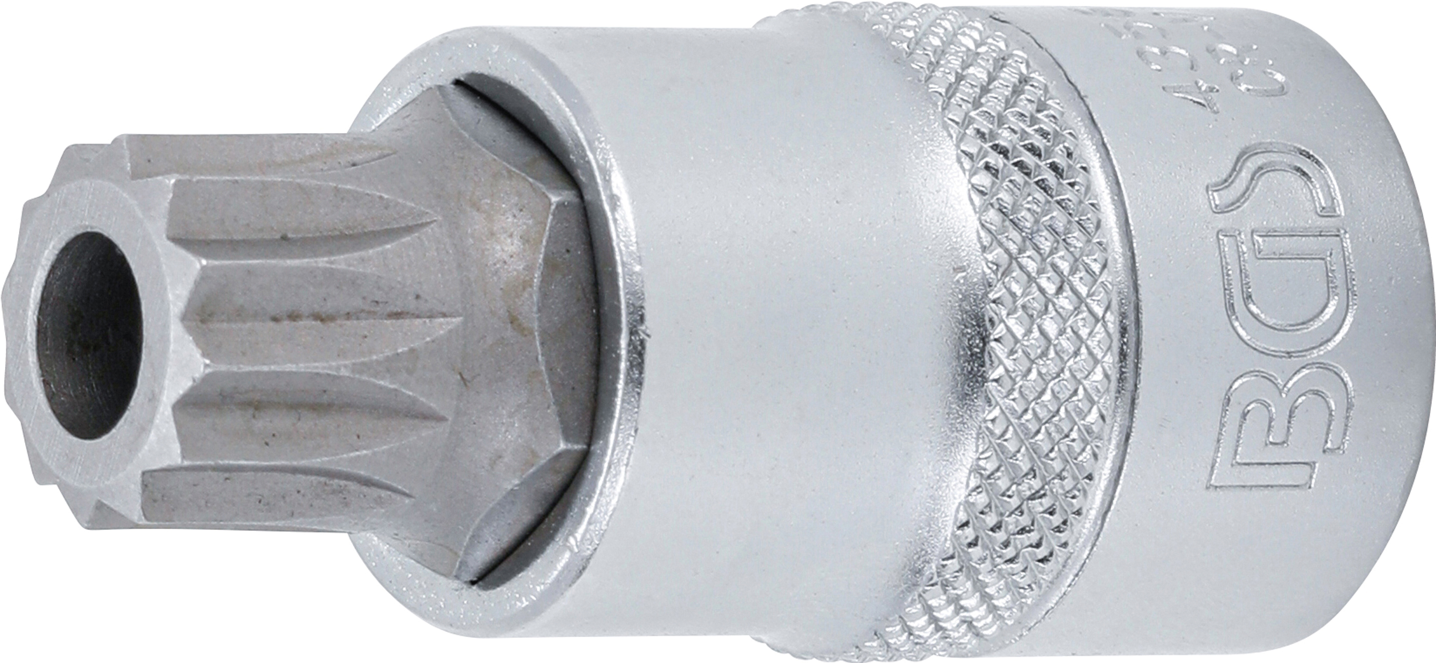 BGS 4356 Bit-Einsatz | Antrieb Innenvierkant 12,5 mm (1/2") | Innenvielzahn (für XZN) mit Bohrung M16