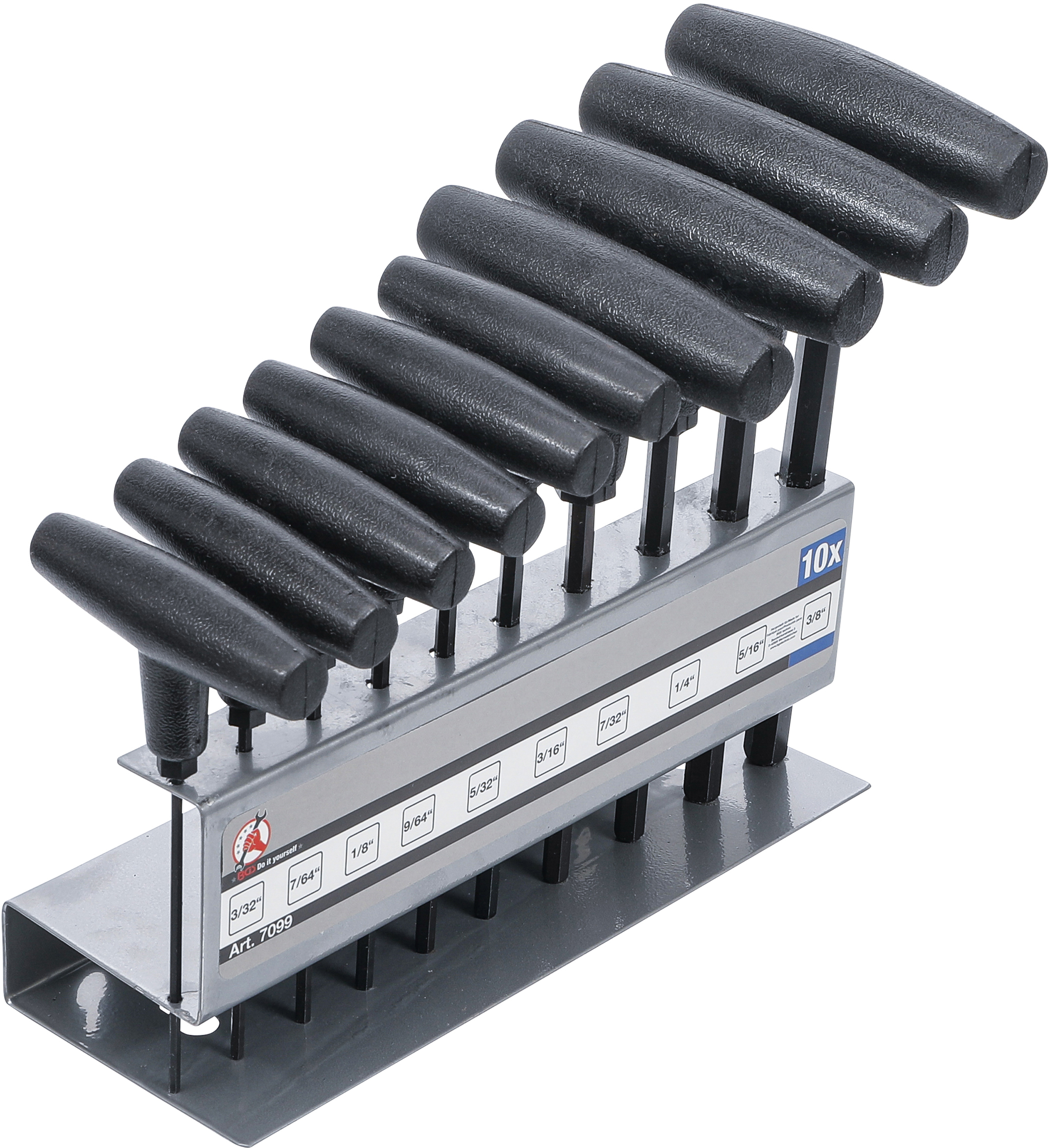 BGS 7099 Schraubendreher-Satz mit T-Griff | Zollmaße | Innensechskant 3/32" - 3/8" | 10-tlg.