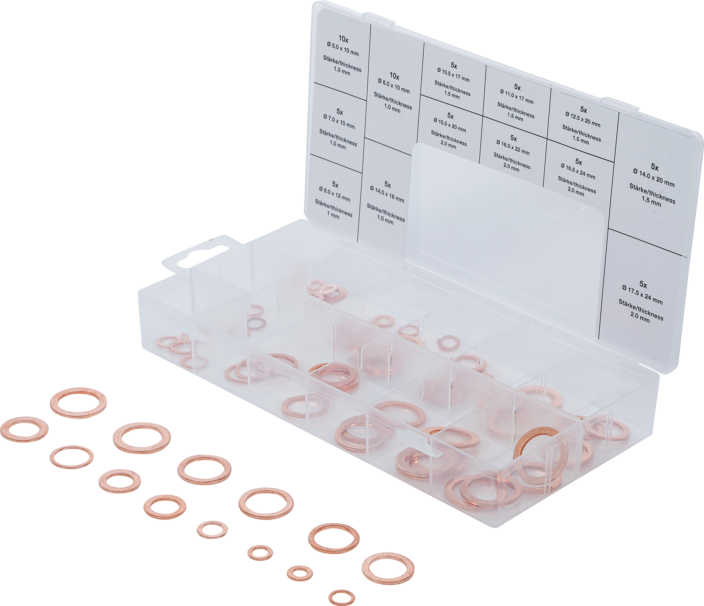 BGS 8132 Dichtring-Sortiment | Kupfer | metrisch | für Öl-Ablassschrauben | 75-tlg.