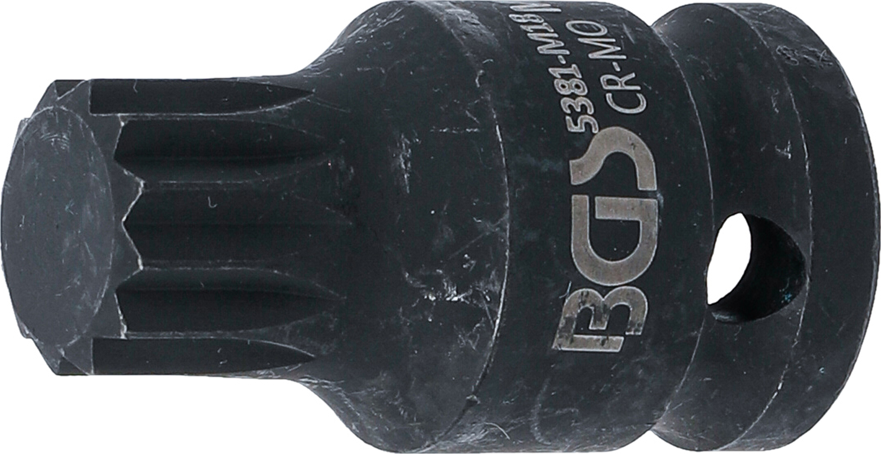 BGS 5381-M18 Kraft-Bit-Einsatz | Länge 43 mm | Antrieb Innenvierkant 12,5 mm (1/2") | Innenvielzahn (für XZN) M18