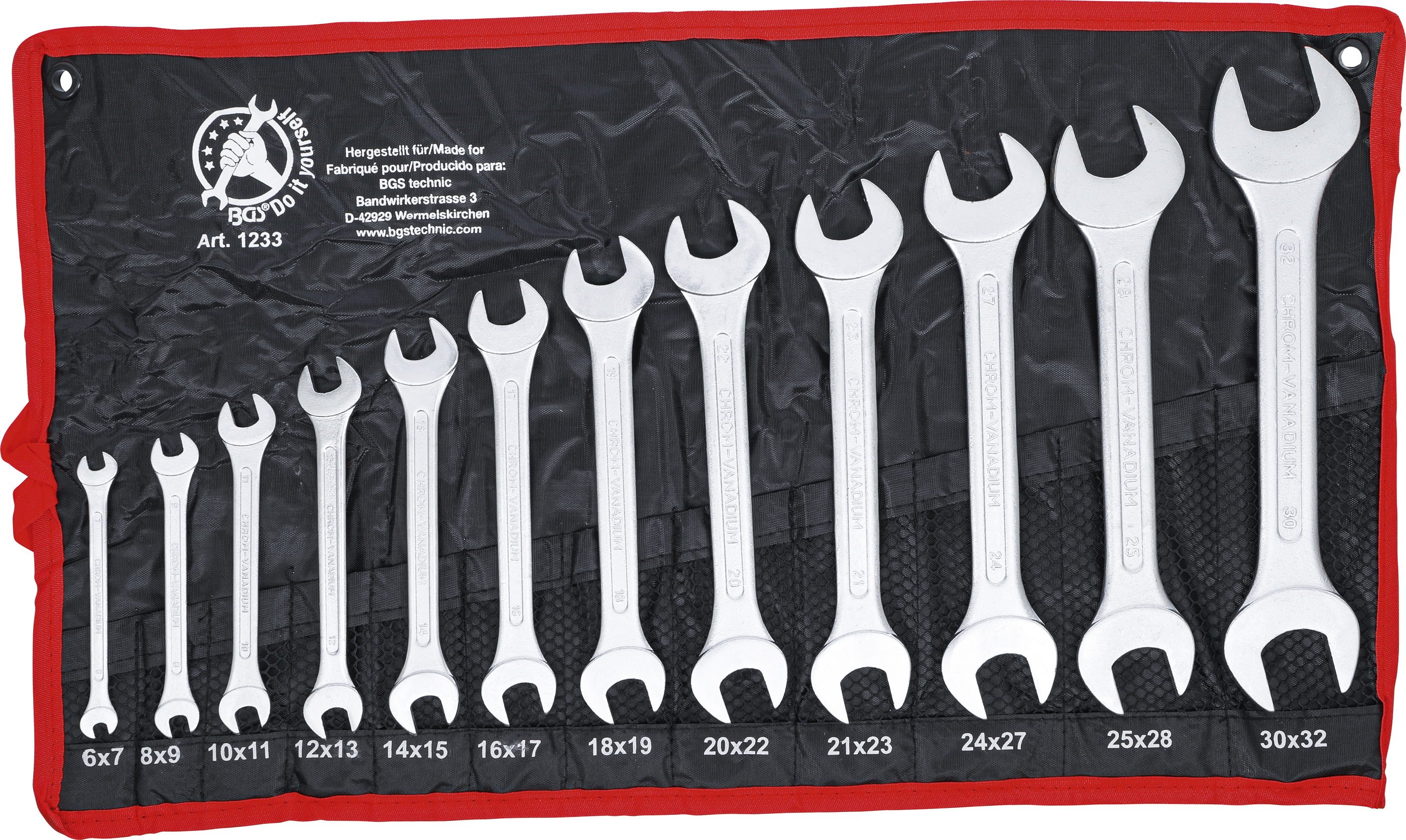 BGS 1233 Doppel-Maulschlüssel-Satz | SW 6 x 7 - 30 x 32 mm | 12-tlg.