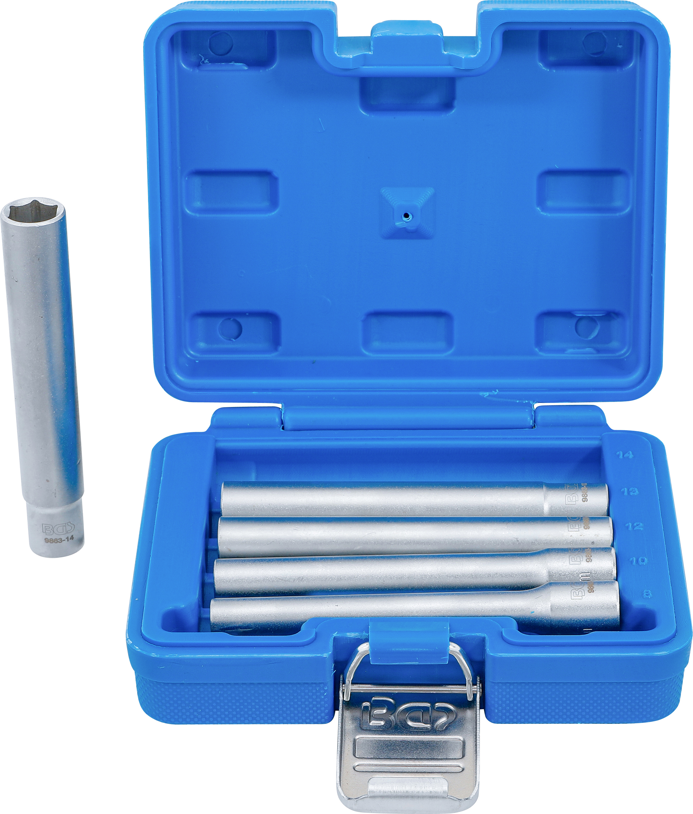 BGS 9863 Steckschlüssel-Einsatz-Satz, Sechskant, extra tief | Antrieb Innenvierkant 10 mm (3/8") | SW 8 - 14 mm | 5-tlg.