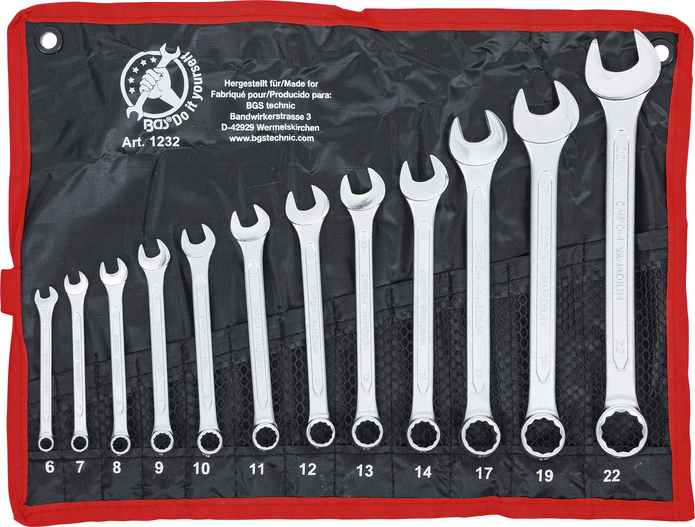 BGS 1232 Maul-Ringschlüssel-Satz | SW 6 - 22 mm | 12-tlg. BGS 1232 Maul-Ringschlüssel-Satz | SW 6 - 22 mm | 12-tlg.